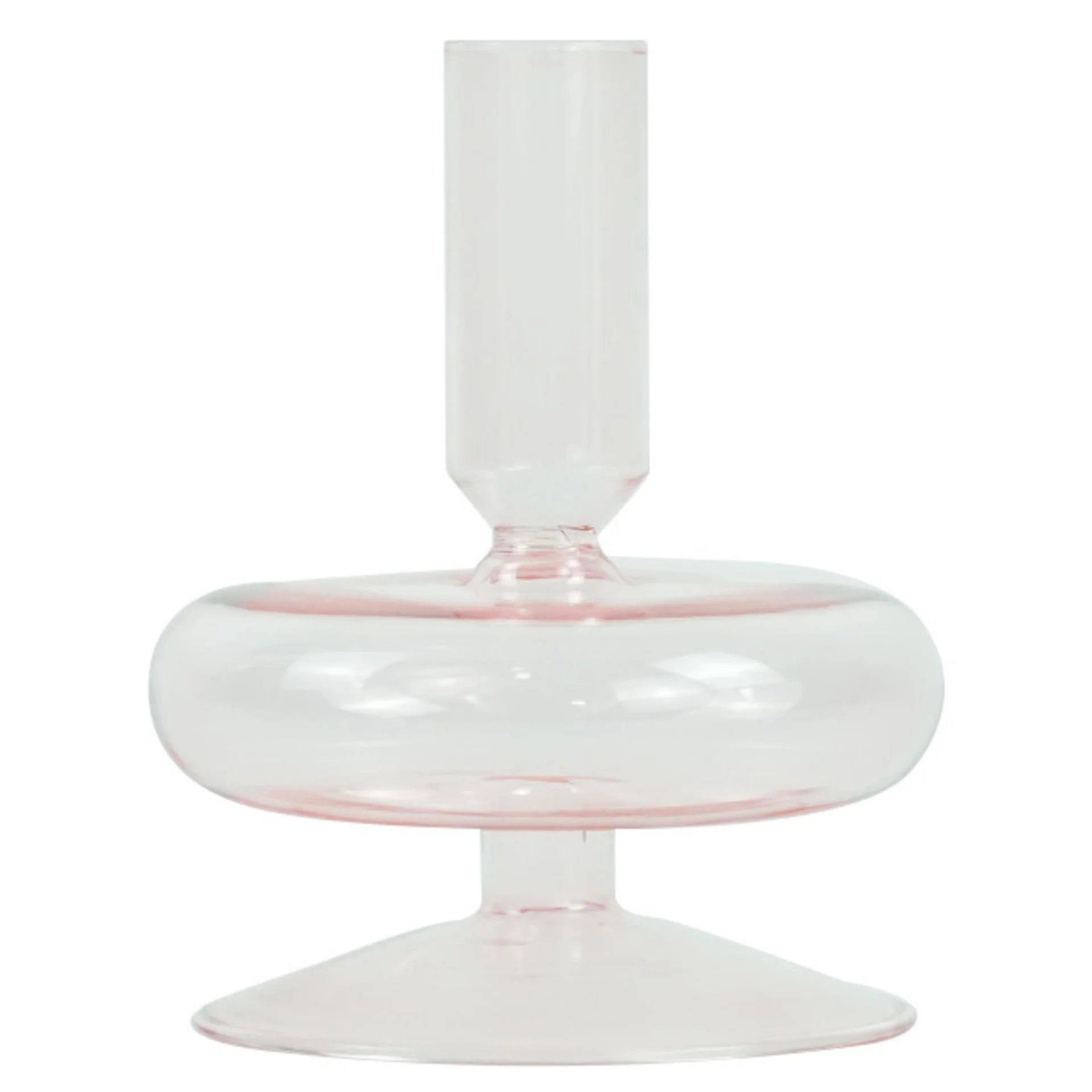 Elly bougeoir en verre rose 12 cm