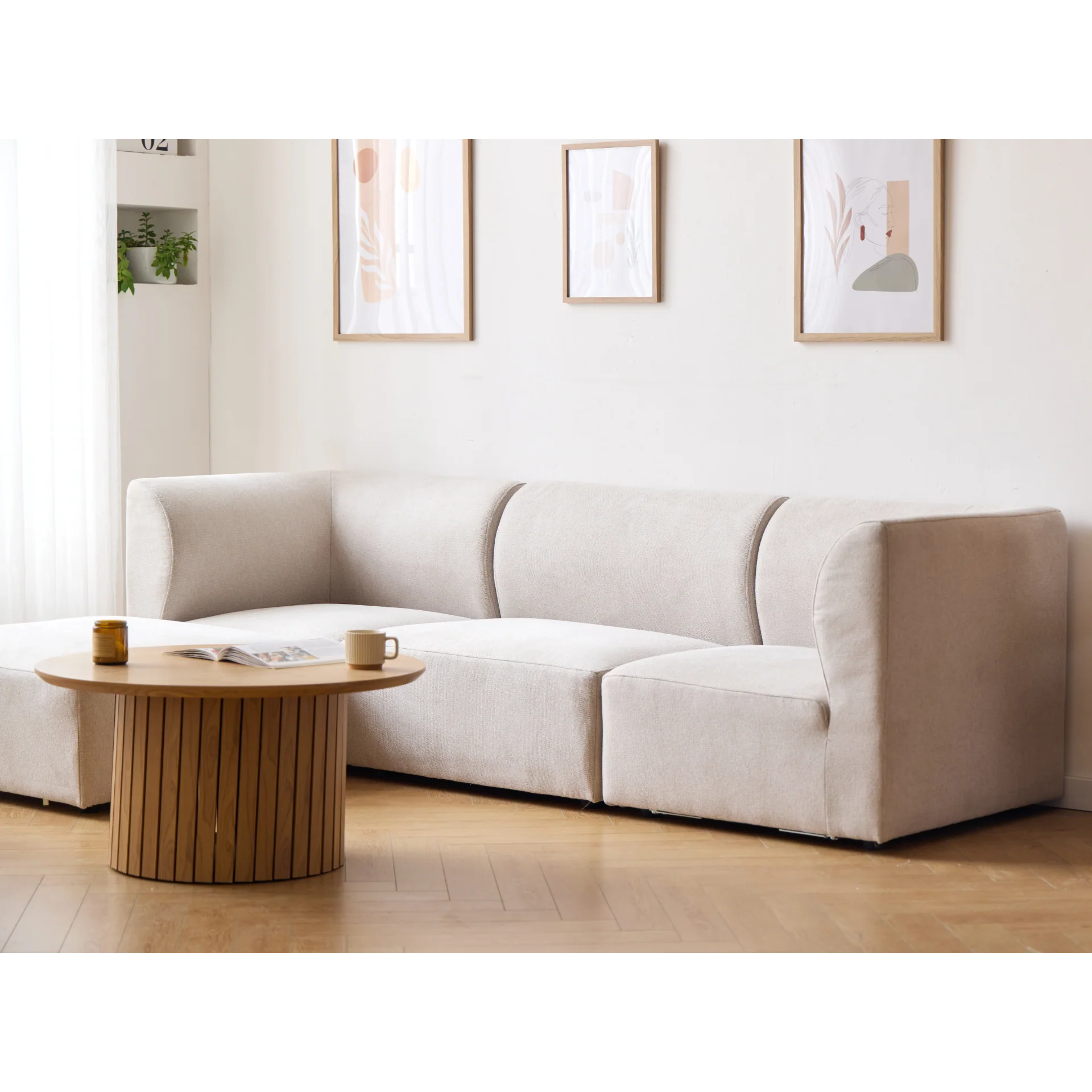 Emilia canapé modulaire en beige 2 modules L : 158 x P : 79 x H : 72 cm - Image 2