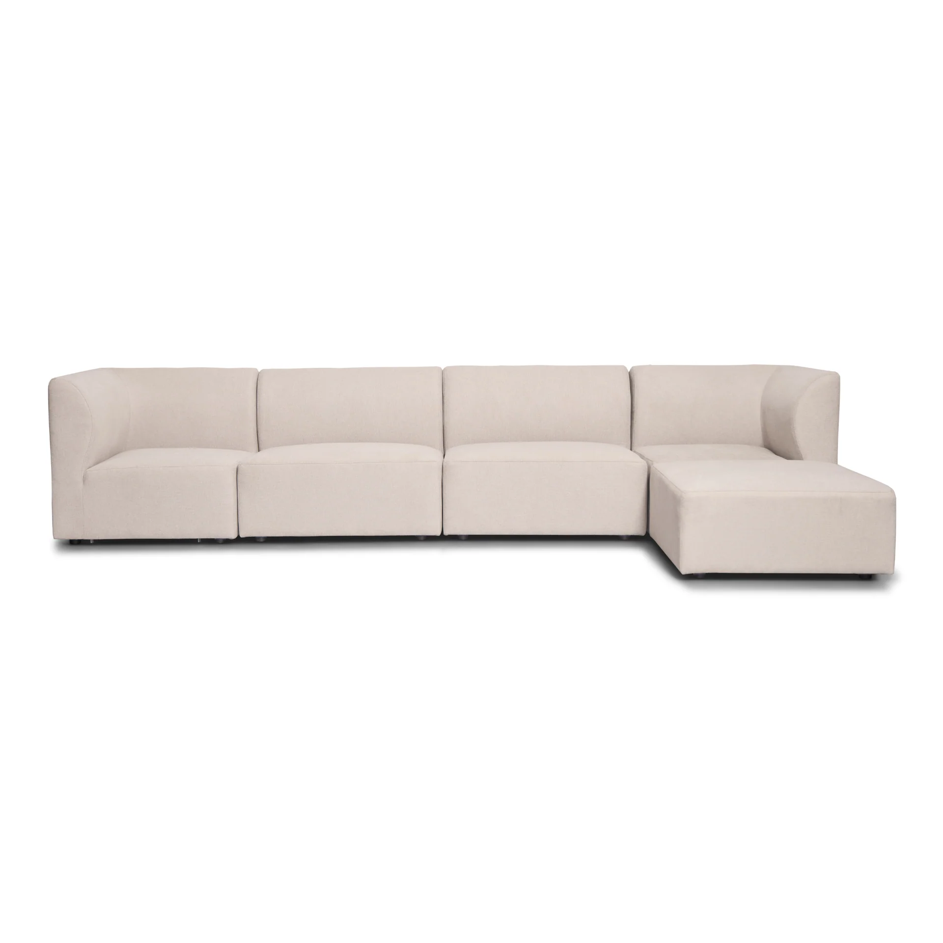 Emilia canapé modulaire en beige 4 modules avec méridienne droite et gauche L : 328 x P : 158 x H : 72 cm