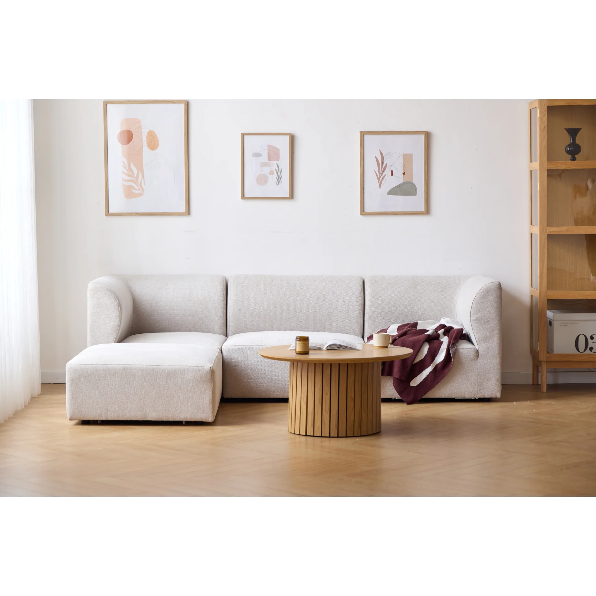 Emilia canapé modulaire en beige 4 modules L : 328 x P : 79 x H : 72 cm - Image 2