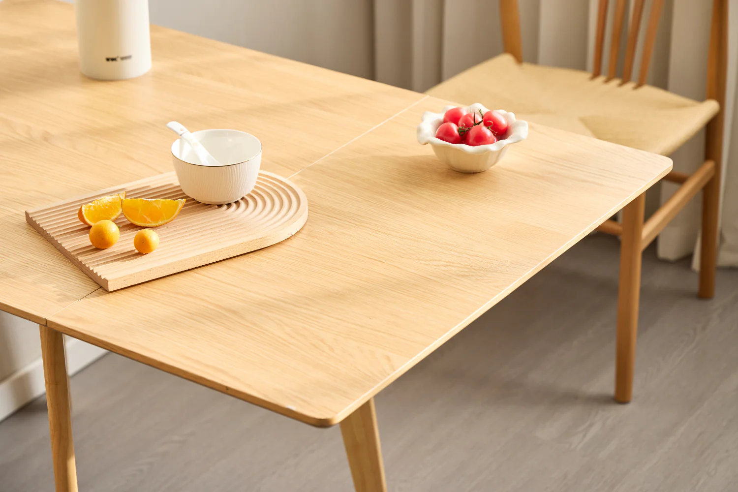 Ezra - Table à abattants en chêne avec rallonges en placage de chêne laqué - 80/120 x 80 cm - Image 9