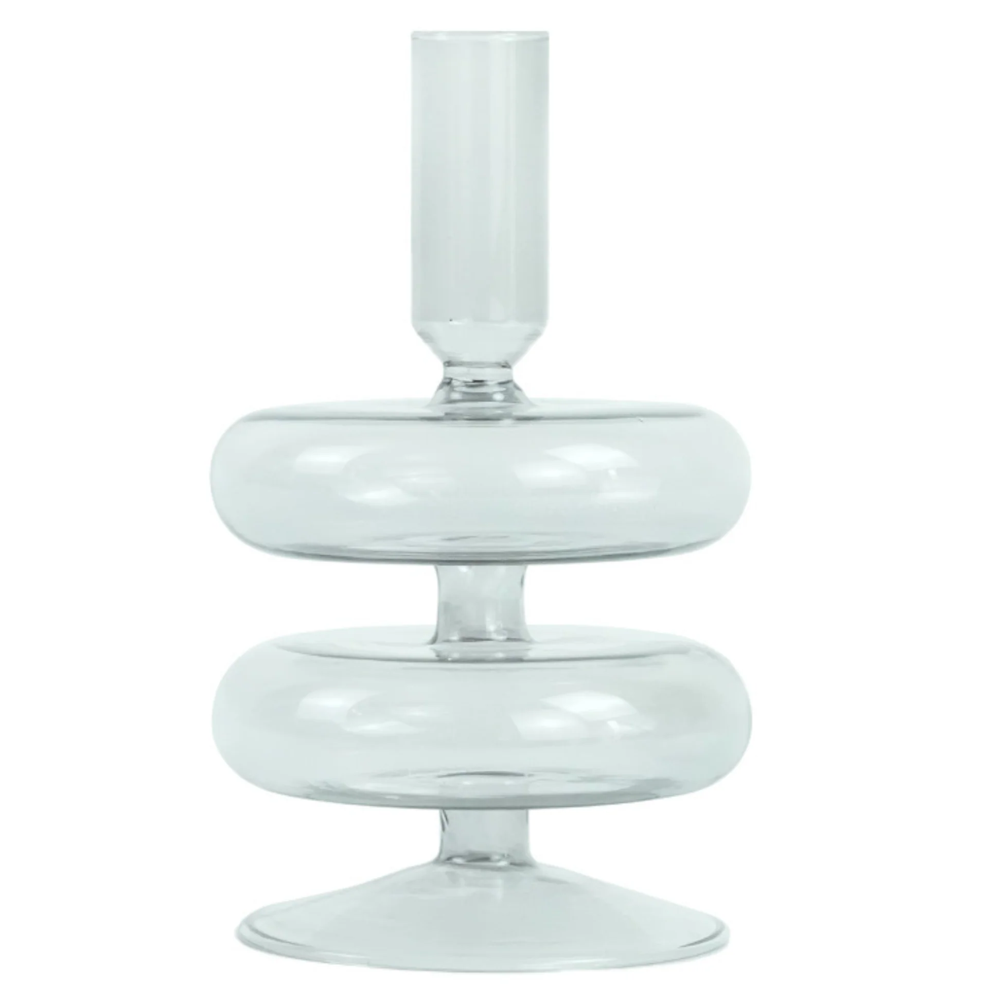 Fairy porte-bougie en verre gris 15 cm