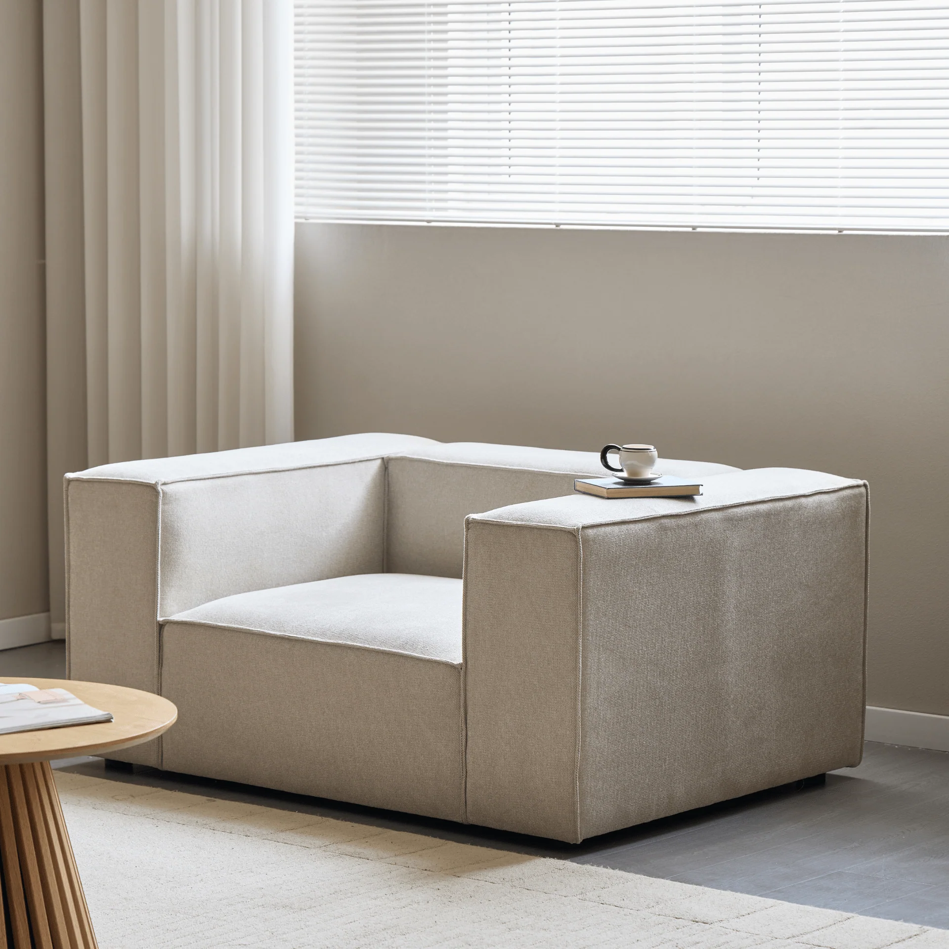 Hailey Fauteuil en beige L : 136 × P : 100 × H : 64 cm - Image 5