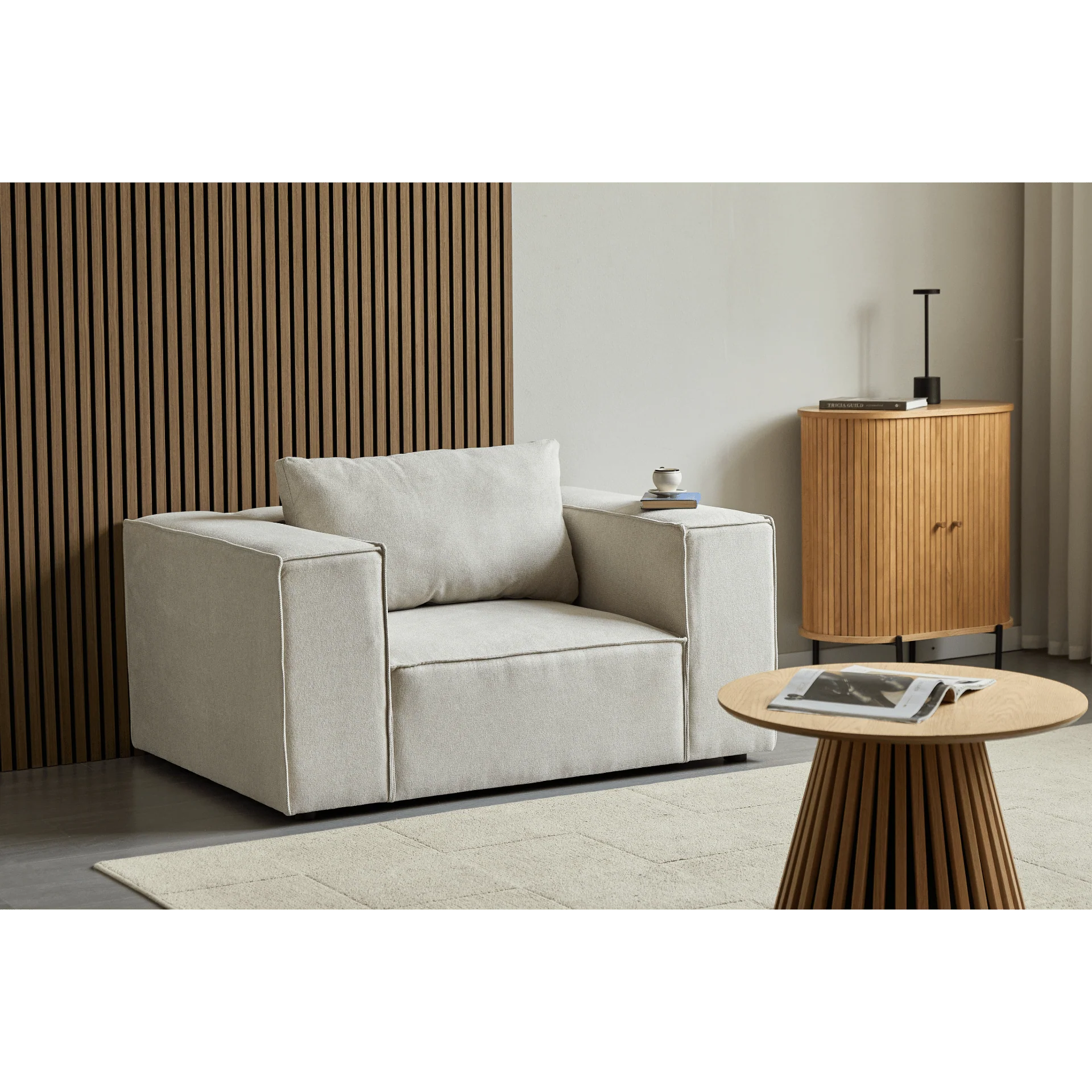 Hailey Fauteuil en beige L : 136 × P : 100 × H : 64 cm - Image 6