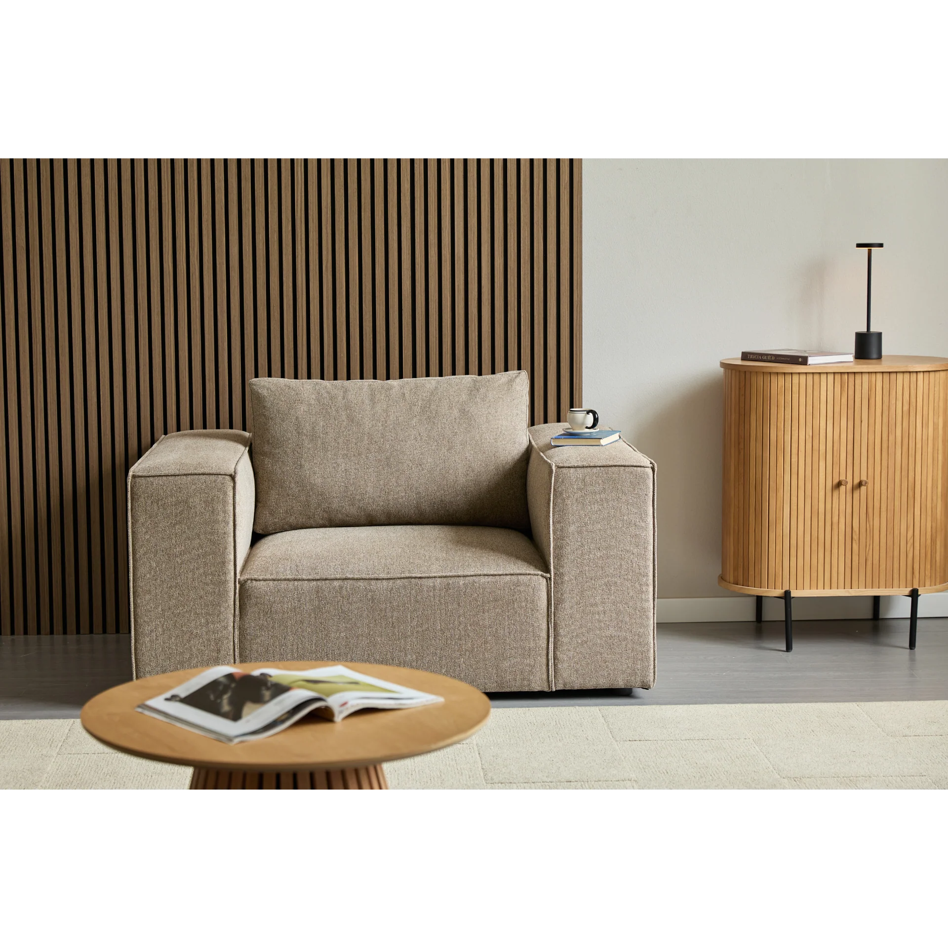 Hailey Fauteuil en sable L : 136 × P : 100 × H : 64 cm - Image 3