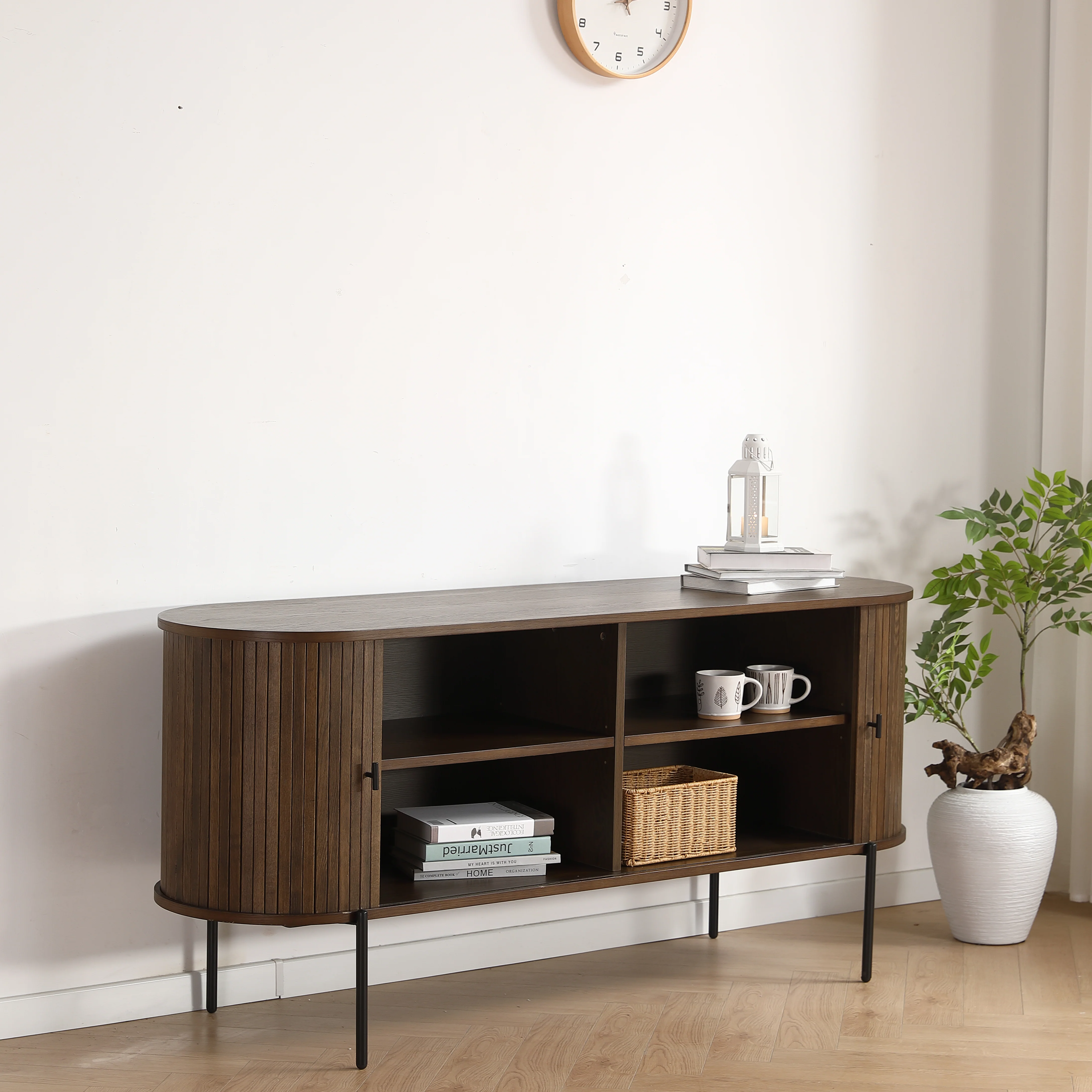 Florence - Armoire à chaussures en chêne fumé 160 x 45 x 75 cm - Image 3