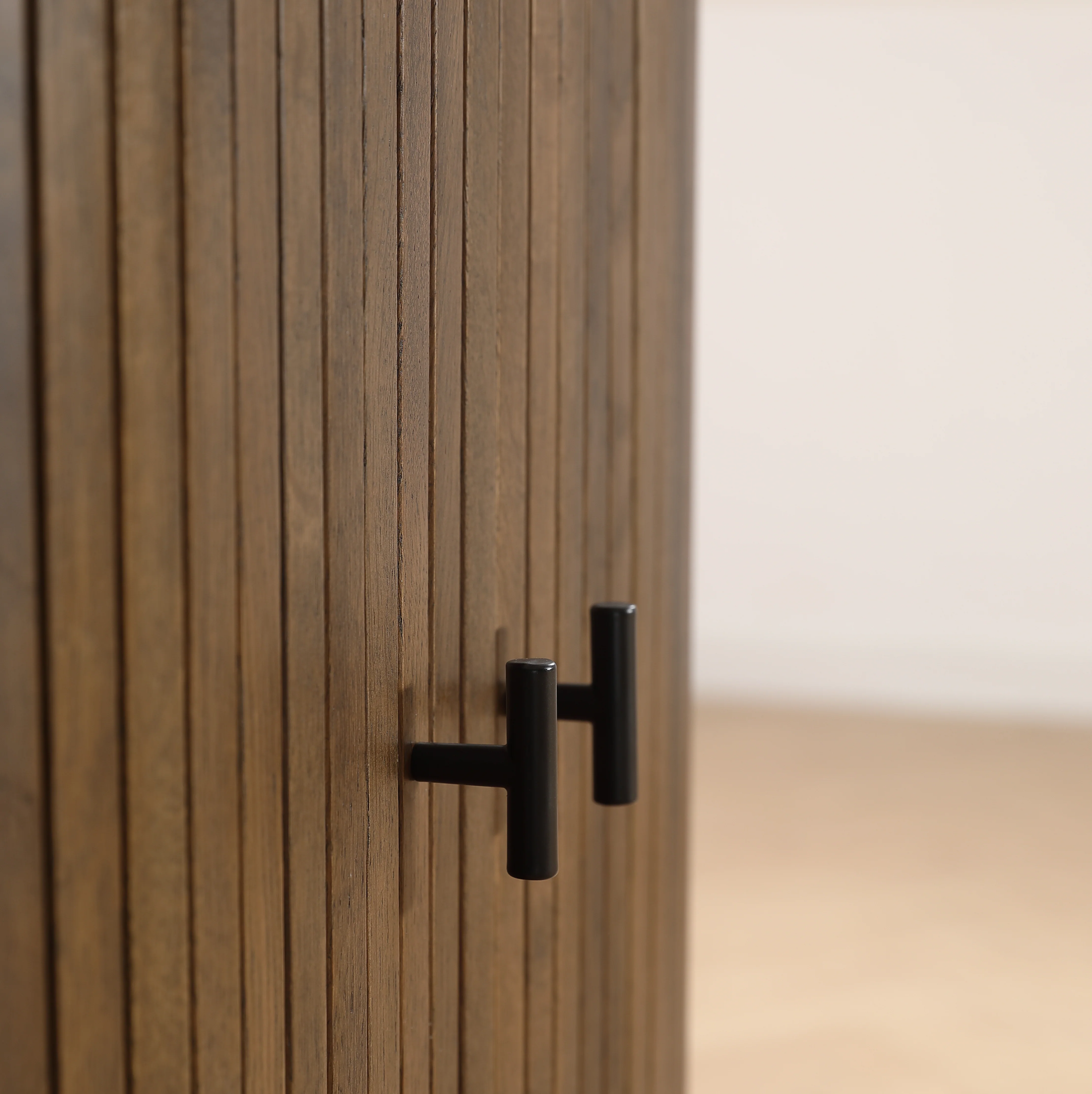 Florence - Armoire à lattes en chêne fumé 70 x 40 x 85 cm - Image 5
