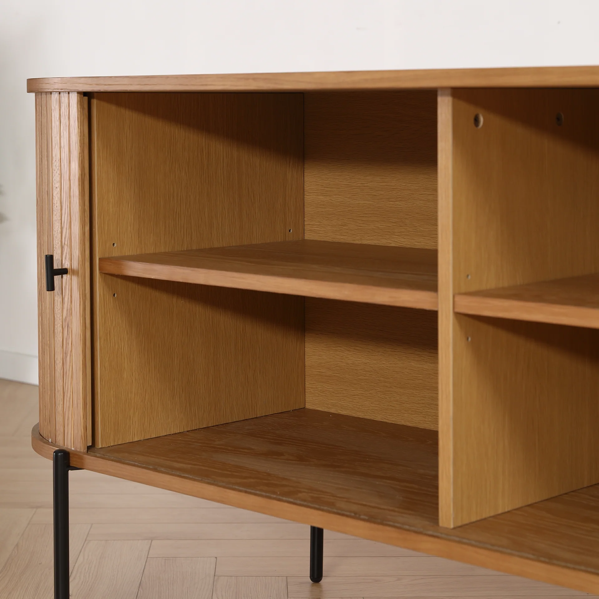 Florence - Armoire de rangement à lattes en chêne 160 x 45 x 75 cm - Image 5