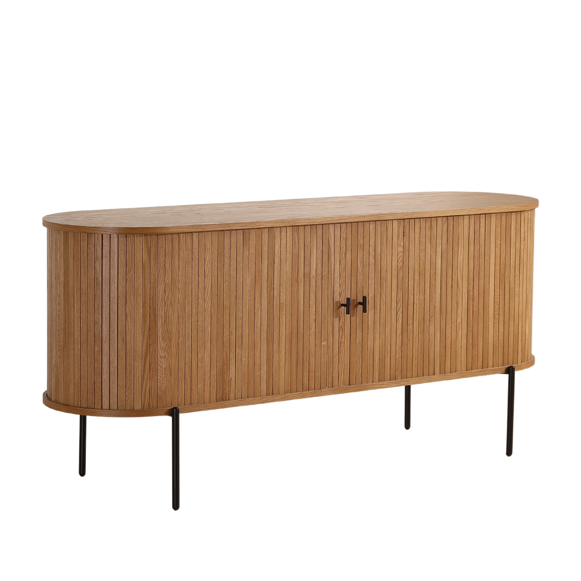 Florence - Armoire de rangement à lattes en chêne 160 x 45 x 75 cm - Image 6