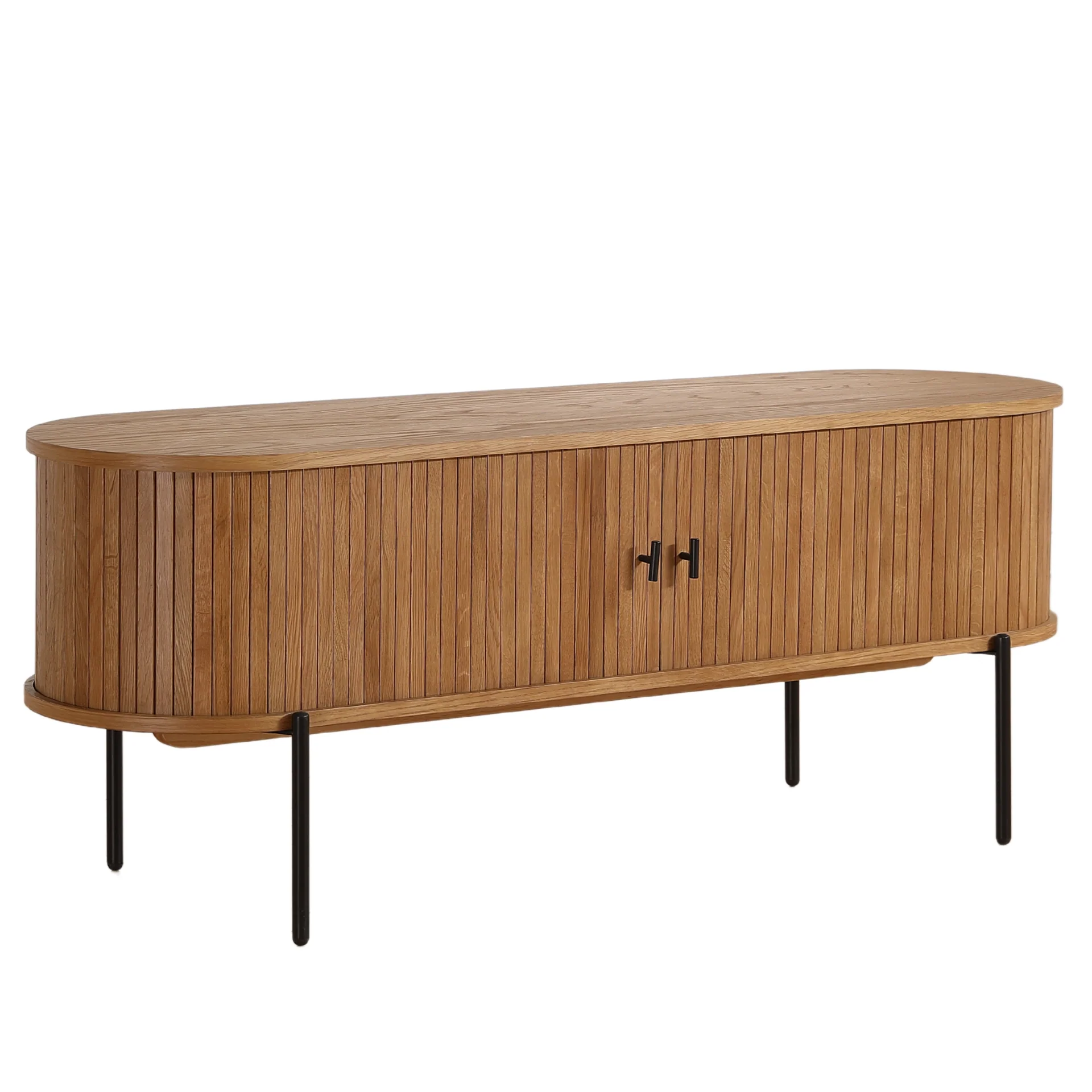 Florence - Meuble TV en chêne avec lamelles 138 x 40 x 55 cm - Image 8