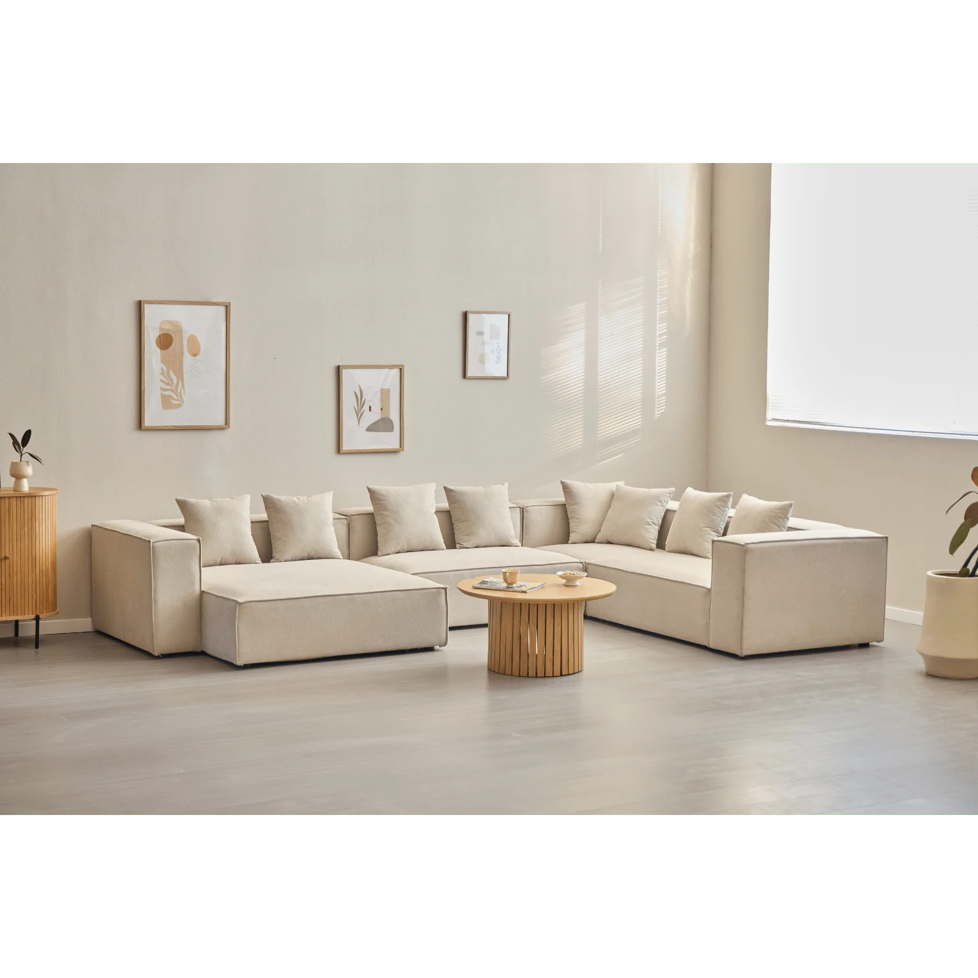 Hailey - Canapé d'angle beige avec 4 modules (Configuration 1) L: 368 x P: 247 x H: 65 cm - Image 2