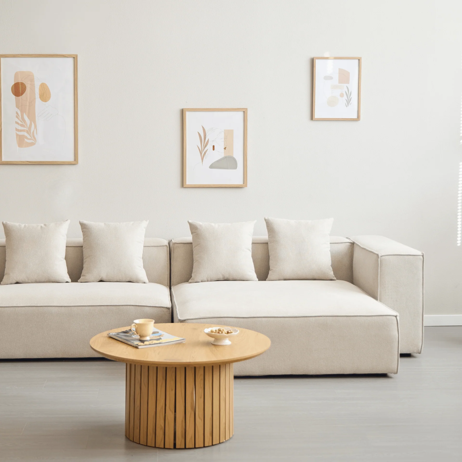 Hailey - Canapé d'angle droit beige avec 2 modules L: 294 x P: 148 x H: 65 cm - Image 2