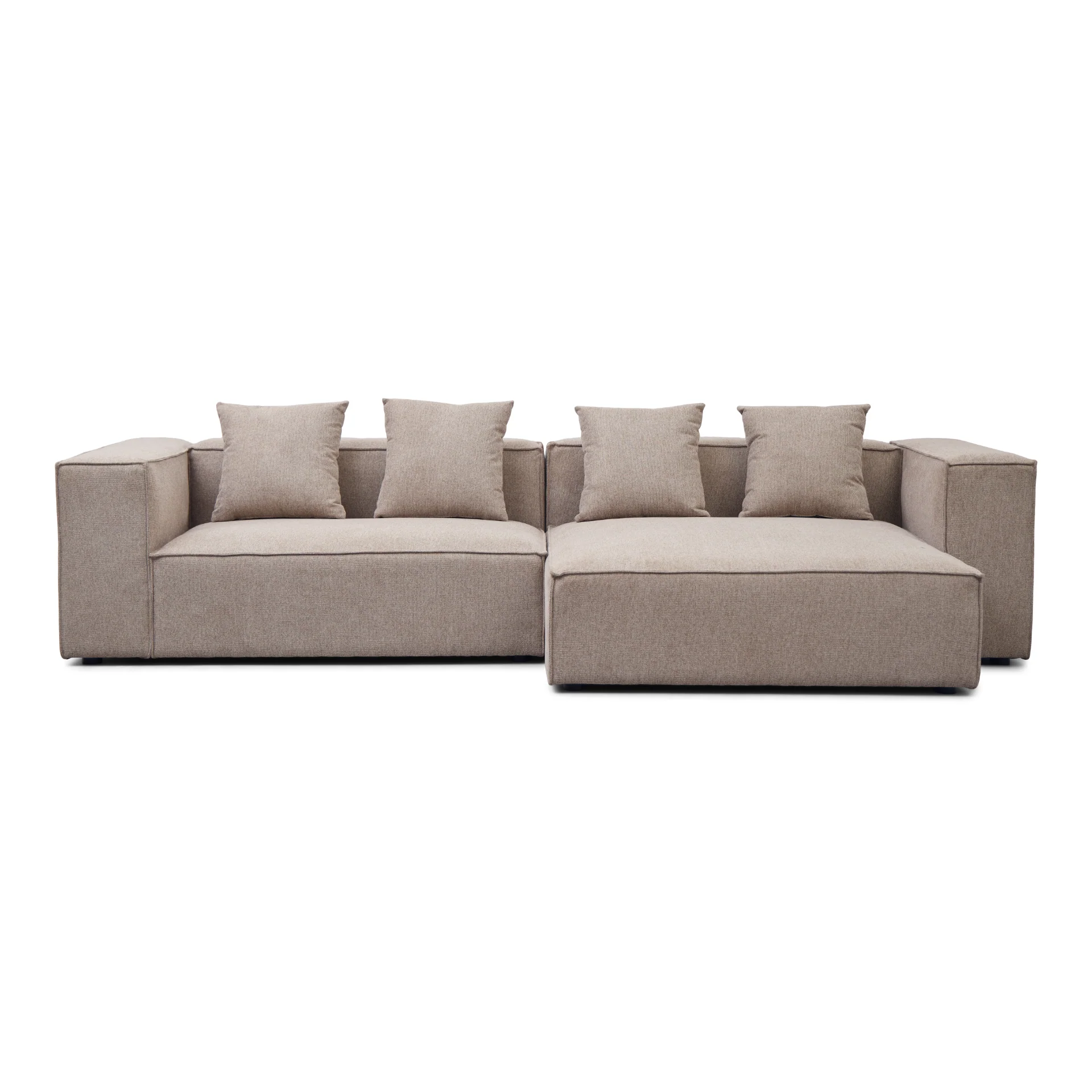 Hailey - Canapé modul chaiselong droit en sable avec 2 modules L : 294 x P : 148 x H : 65 cm