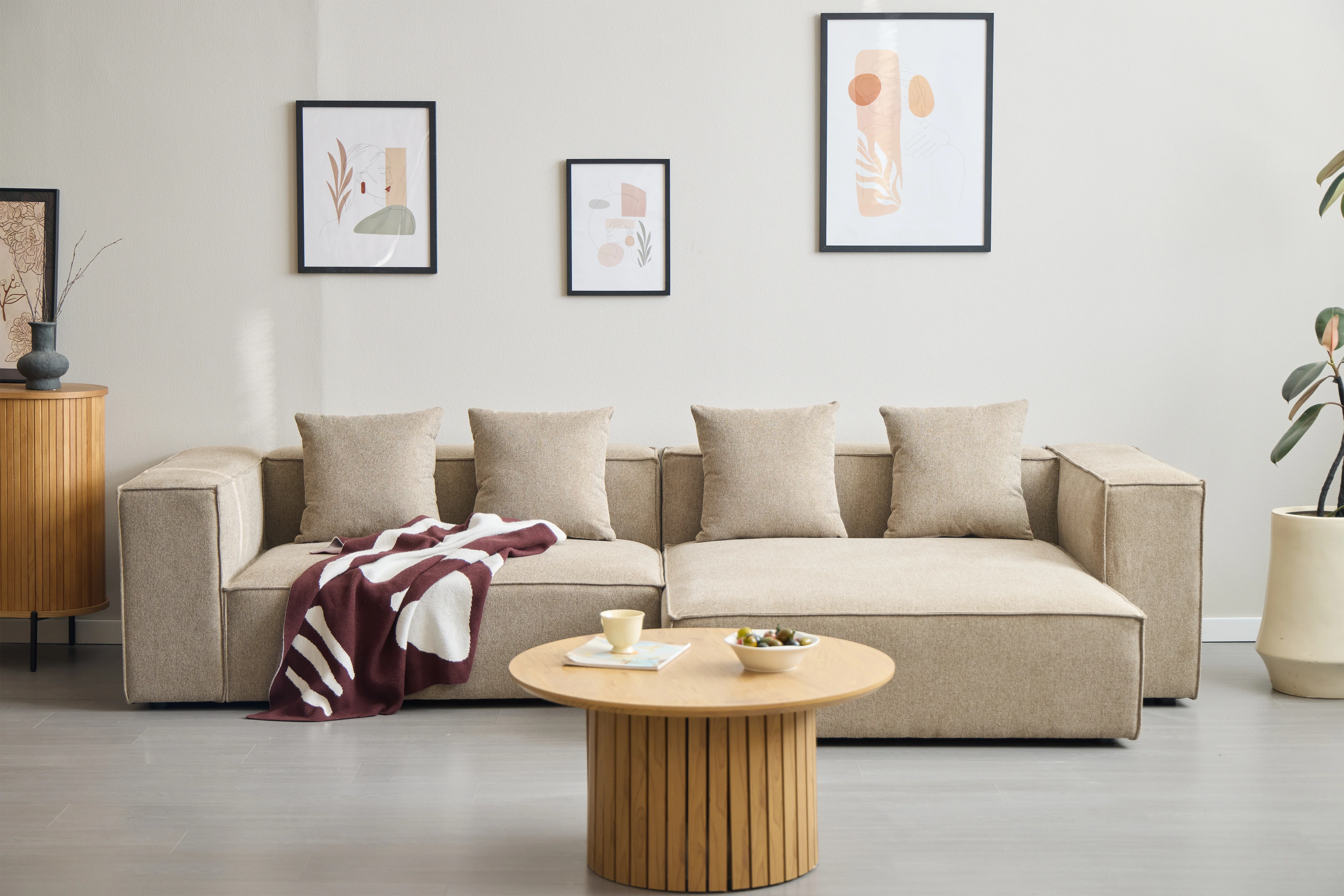 Hailey - Canapé modul chaiselong droit en sable avec 2 modules L : 294 x P : 148 x H : 65 cm - Image 2