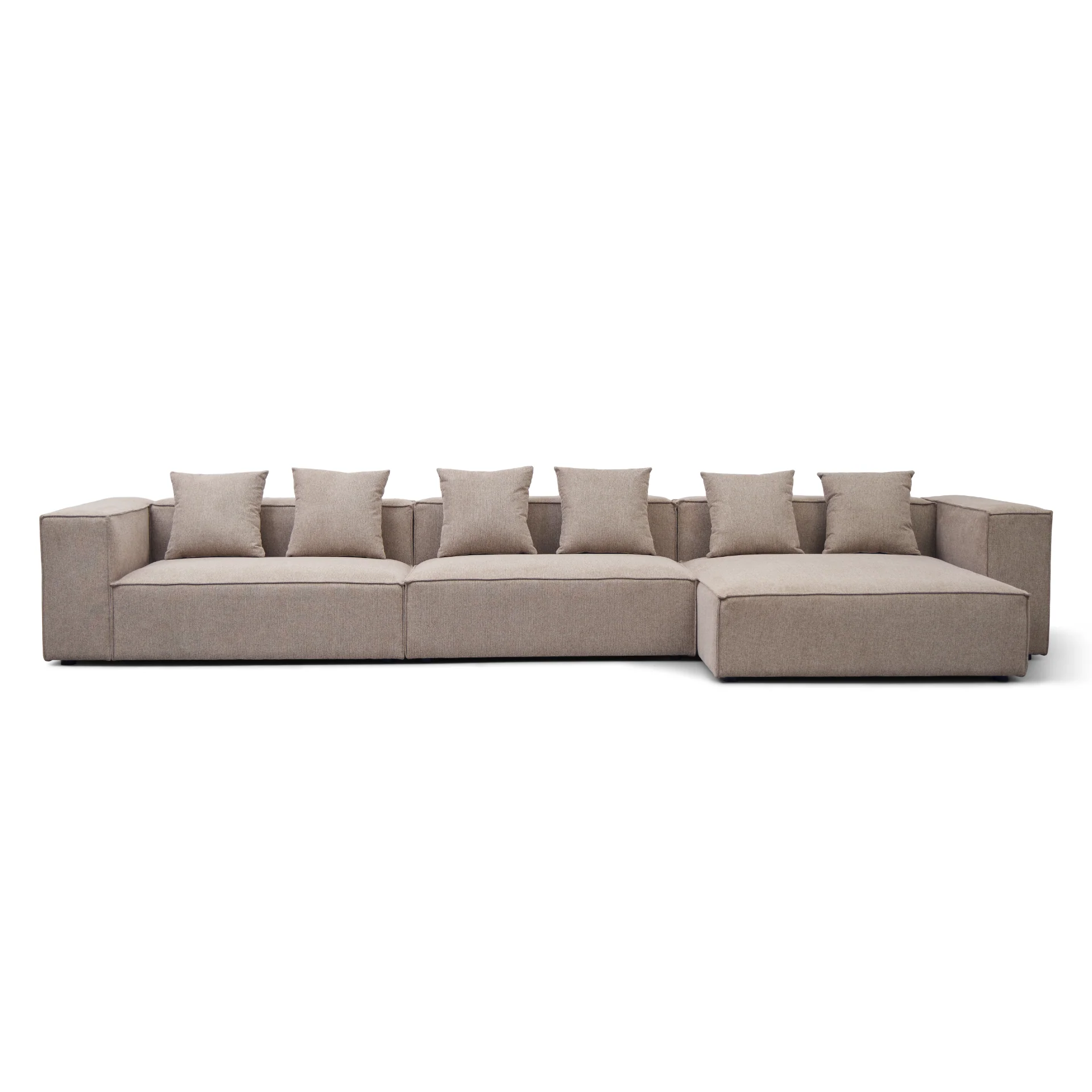 Hailey - Canapé modul chaiselong droit en sable avec 3 modules L : 415 x P : 148 x H : 65 cm