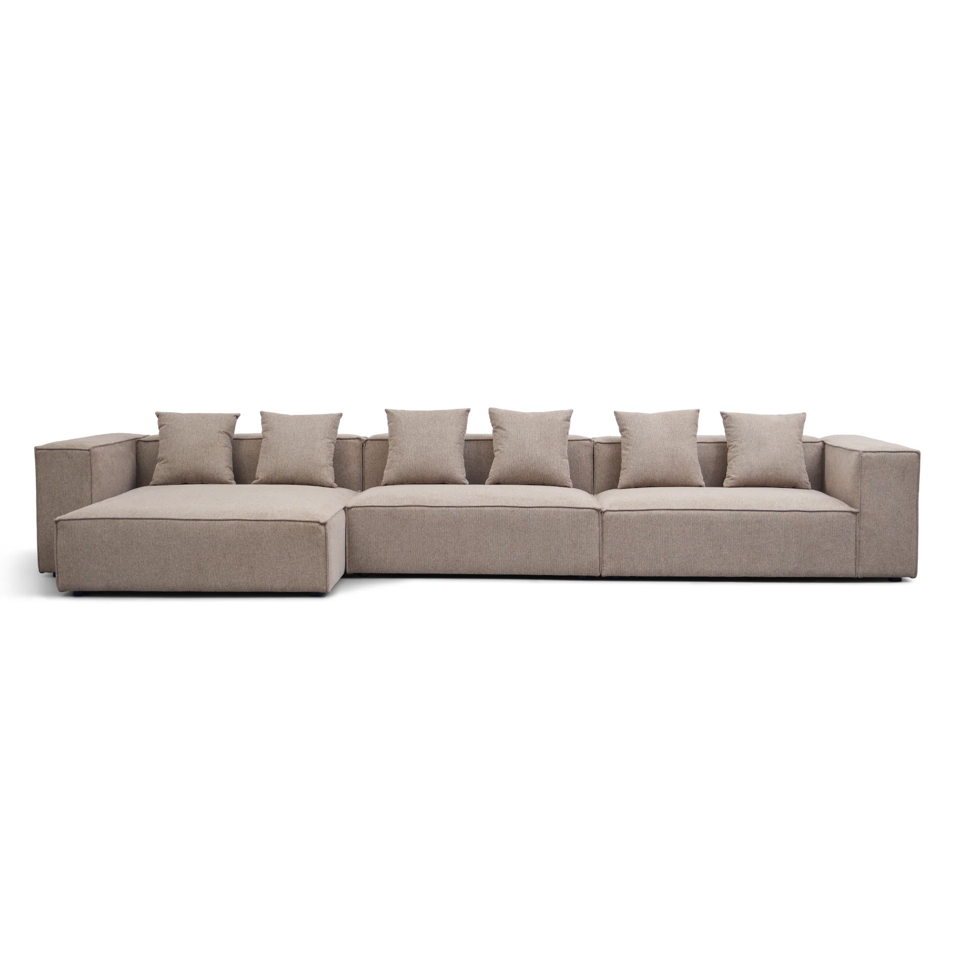 Hailey - Canapé modul chaiselong gauche en sable avec 3 modules L : 415 x P : 148 x H : 65 cm