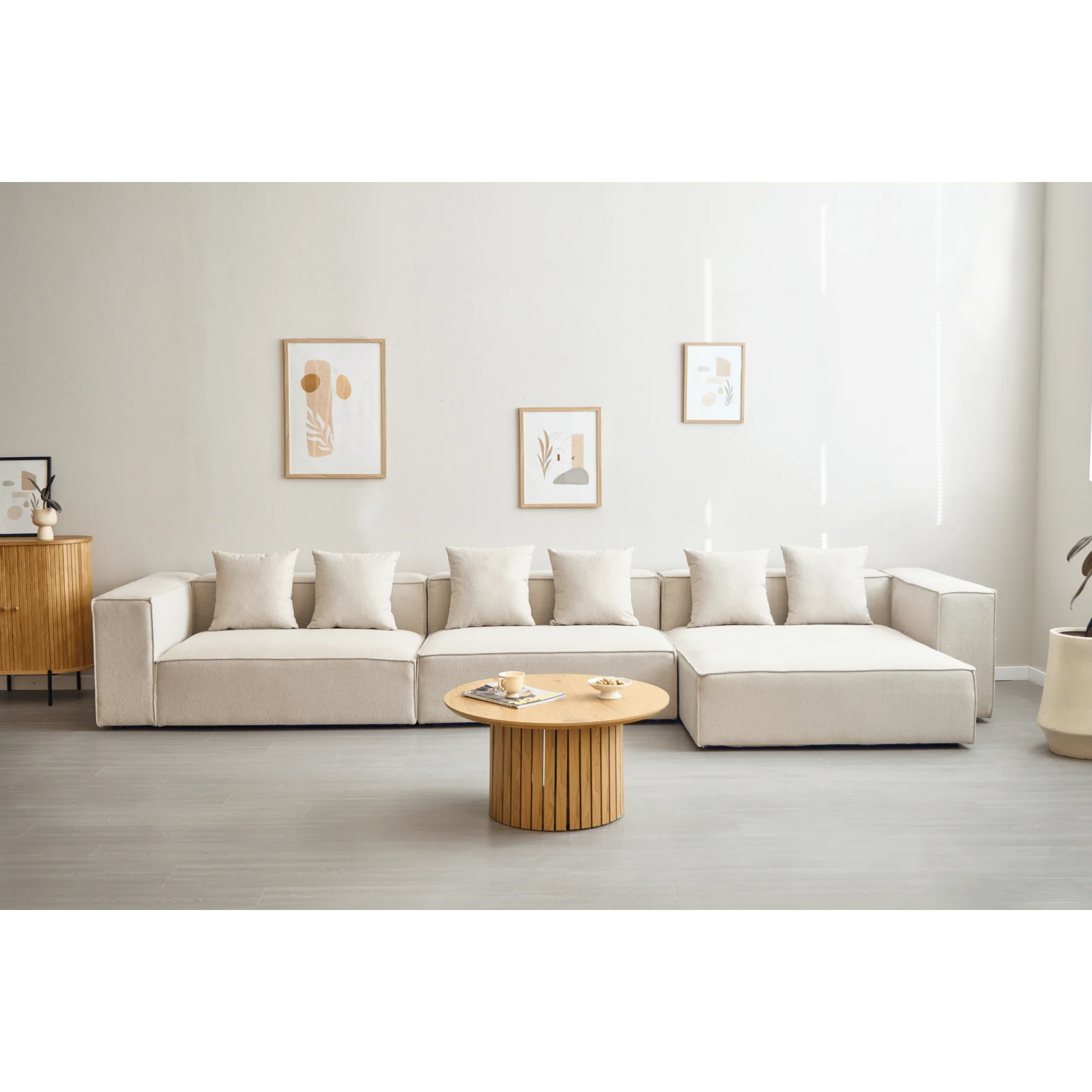 Hailey - Canapé modulaire à méridienne gauche beige avec 3 modules L: 415 x P: 148 x H: 65 cm - Image 2
