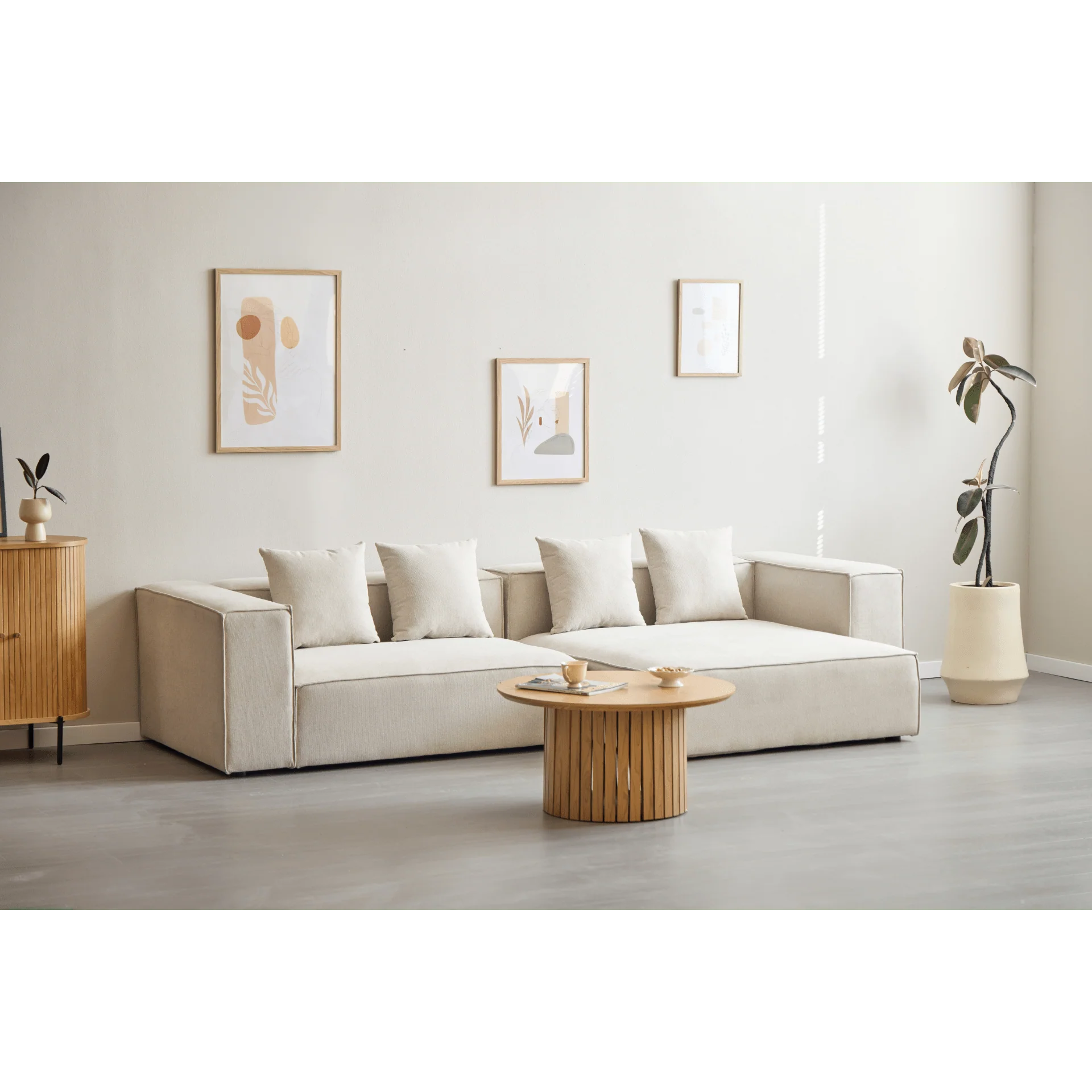 Hailey - Canapé modulaire beige avec 2 modules L: 294 x P: 100 x H: 65 cm - Image 2
