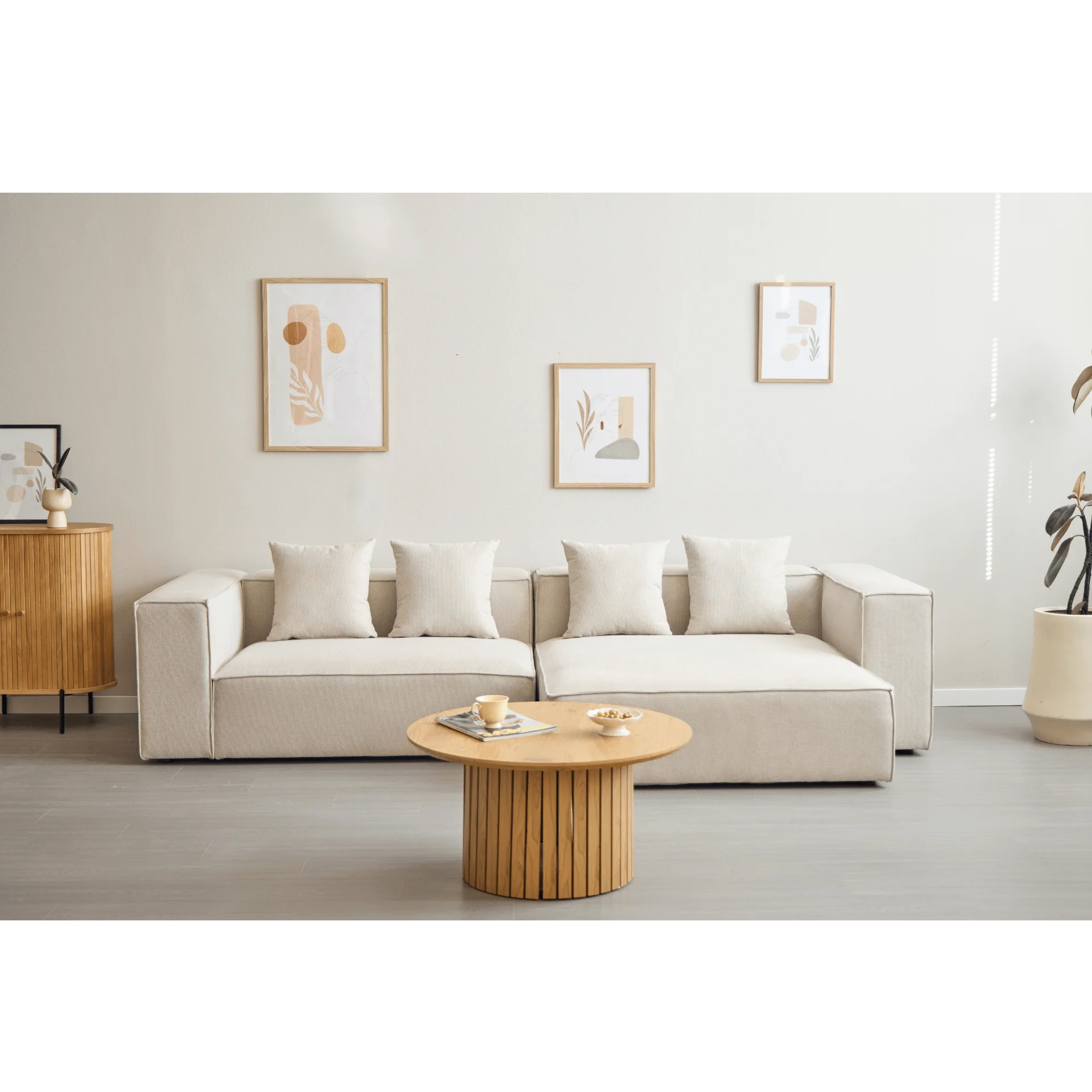 Hailey - Canapé modulaire beige avec 2 modules L: 294 x P: 100 x H: 65 cm - Image 5