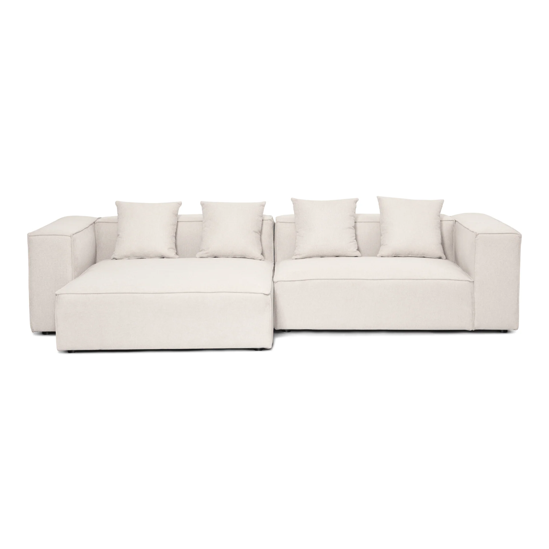 Hailey - Canapé modulaire beige avec méridienne gauche et 2 modules L: 294 x P: 148 x H: 65 cm