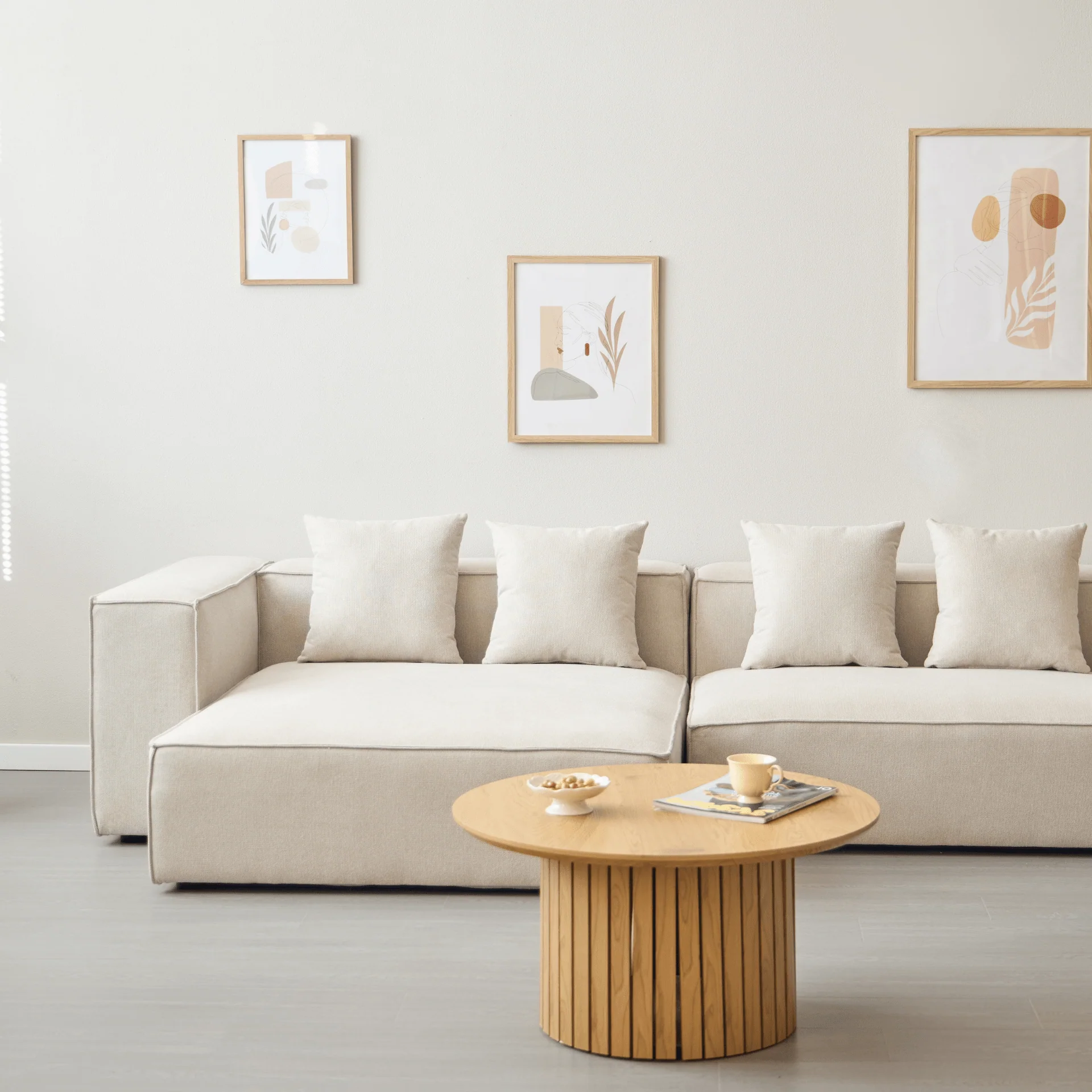 Hailey - Canapé modulaire beige avec méridienne gauche et 2 modules L: 294 x P: 148 x H: 65 cm - Image 2