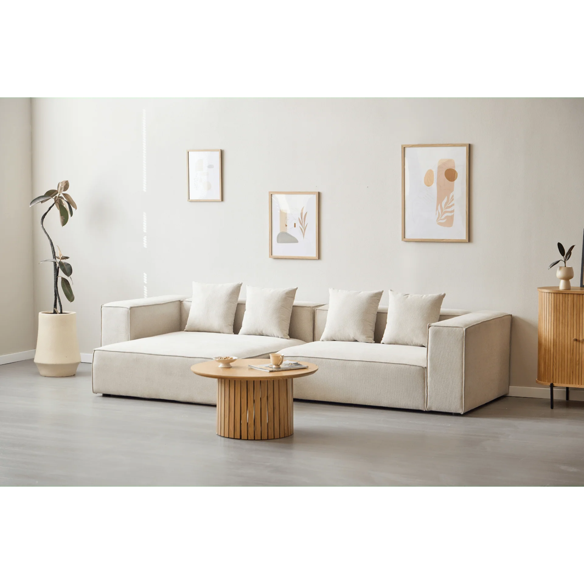 Hailey - Canapé modulaire beige avec méridienne gauche et 2 modules L: 294 x P: 148 x H: 65 cm - Image 5