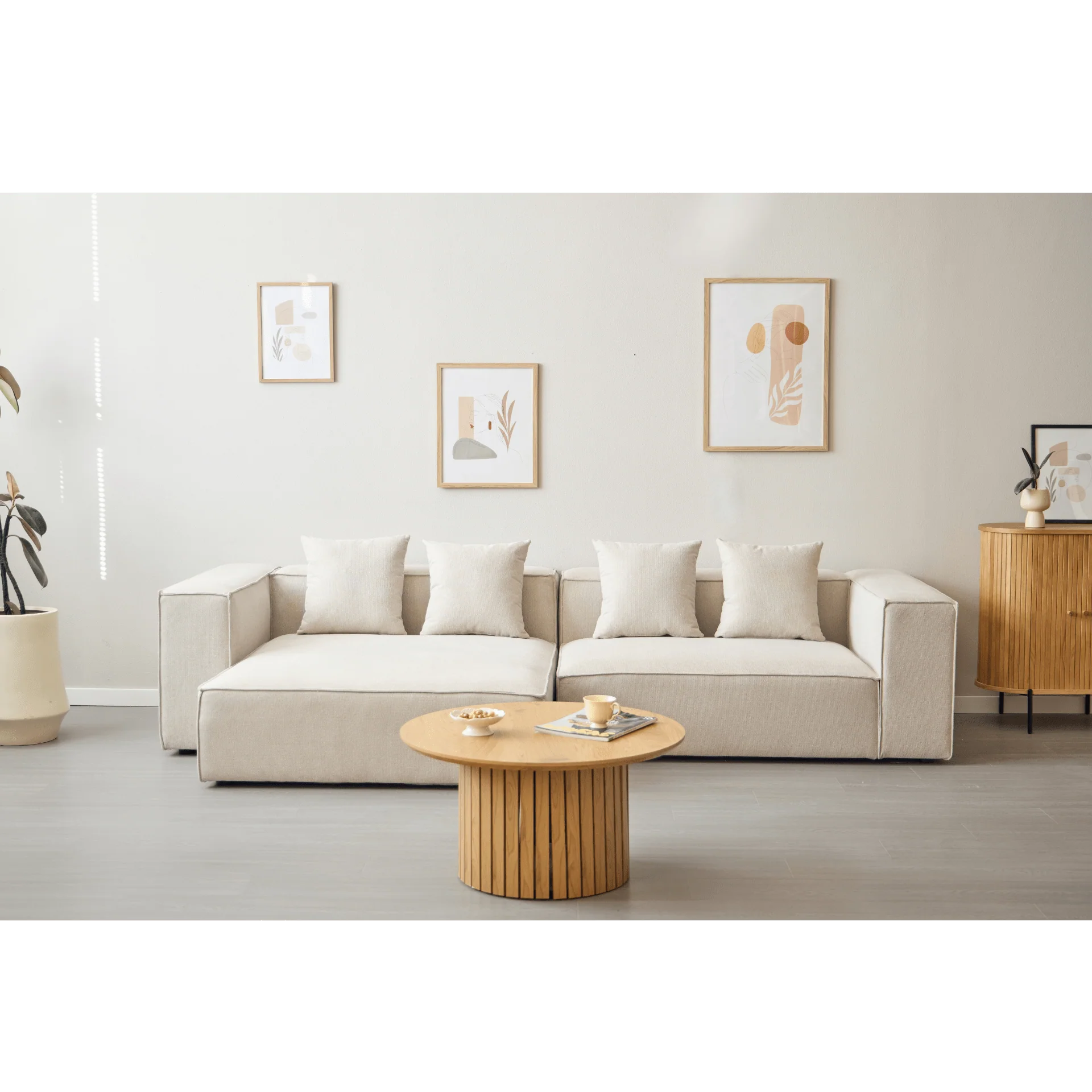 Hailey - Canapé modulaire beige avec méridienne gauche et 2 modules L: 294 x P: 148 x H: 65 cm - Image 6