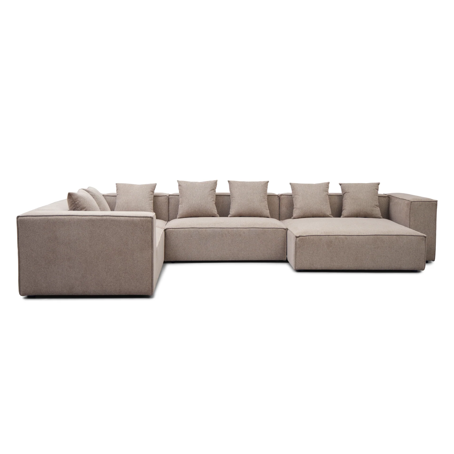Hailey - Canapé U modul en sable avec 4 modules - Chaiselong droit L : 368 x P : 247 x H : 65 cm