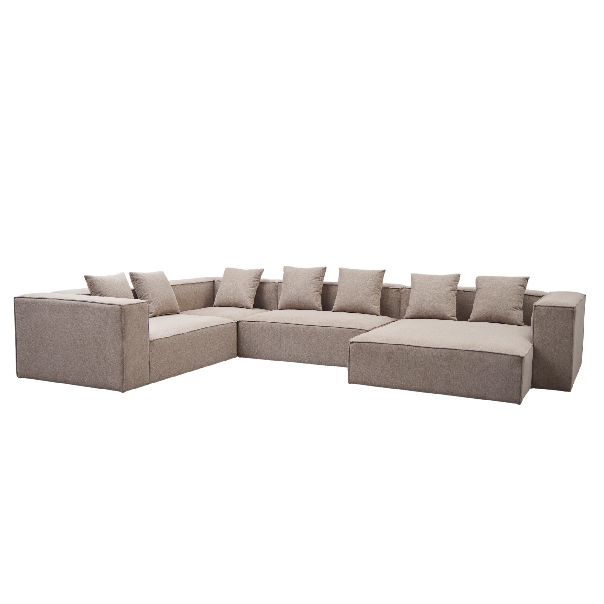 Hailey - Canapé U modul en sable avec 4 modules - Chaiselong droit L : 368 x P : 247 x H : 65 cm - Image 5