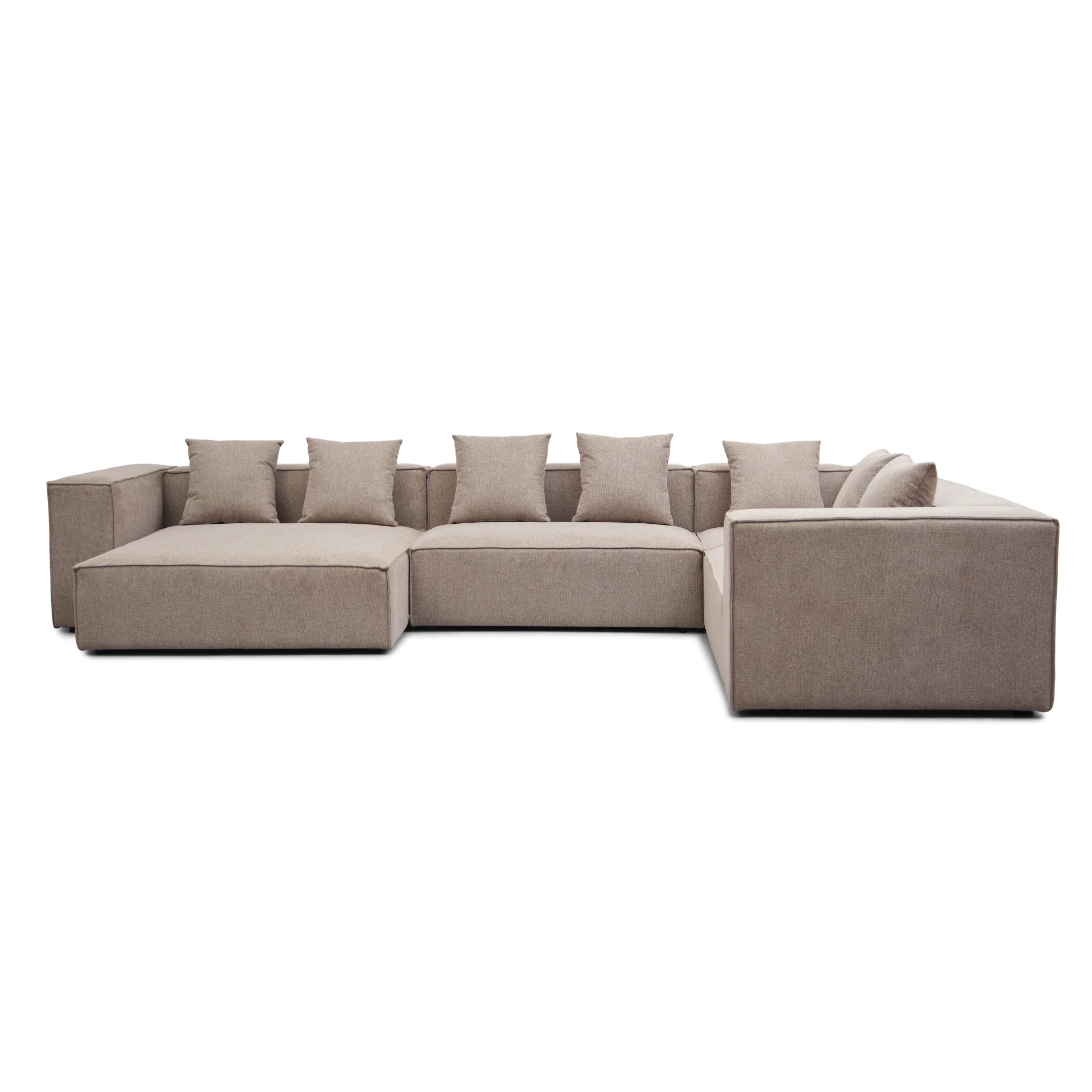 Hailey - Canapé U modul en sable avec 4 modules - Chaiselong gauche L : 368 x P : 247 x H : 65 cm