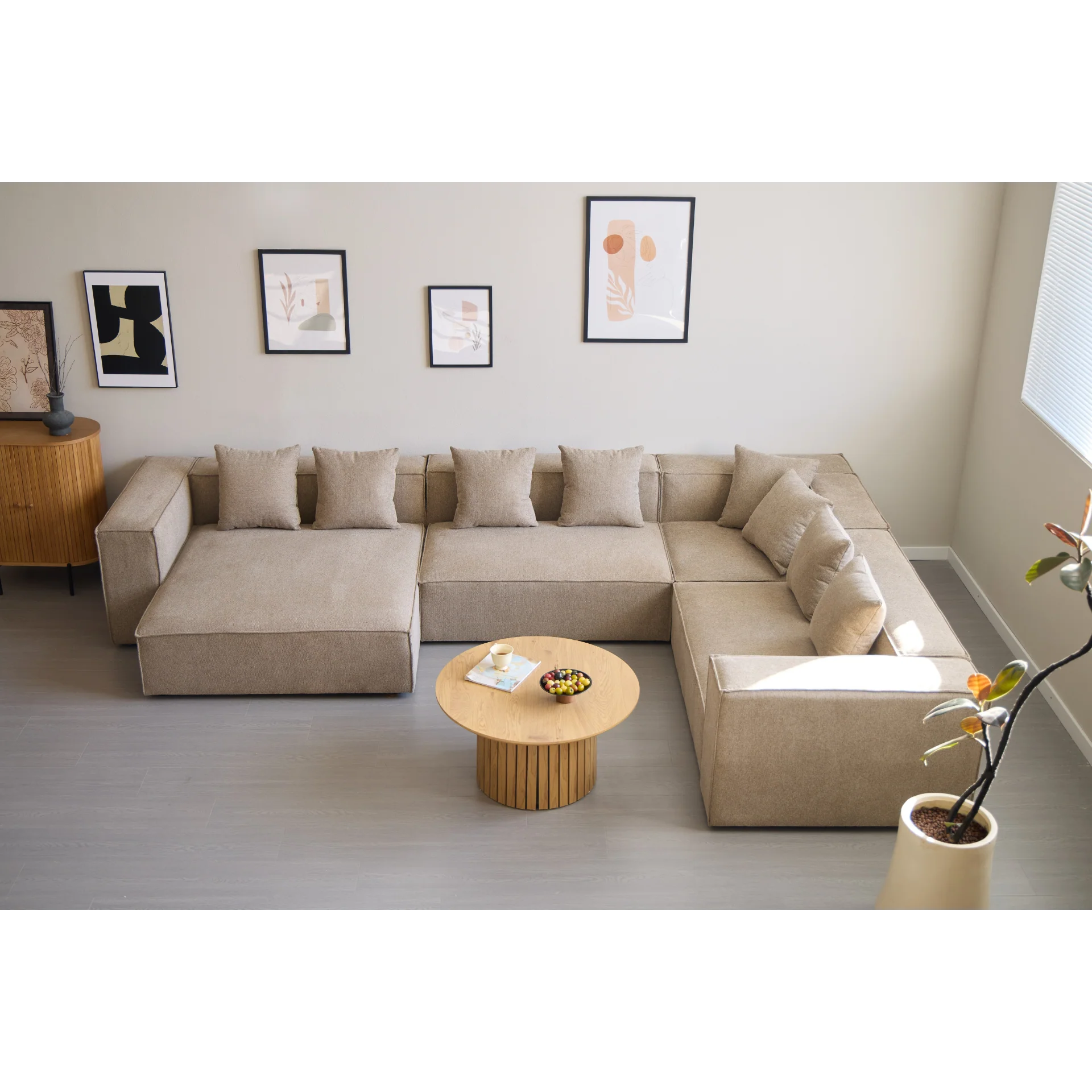 Hailey - Canapé U modul en sable avec 4 modules - Chaiselong gauche L : 368 x P : 247 x H : 65 cm - Image 2