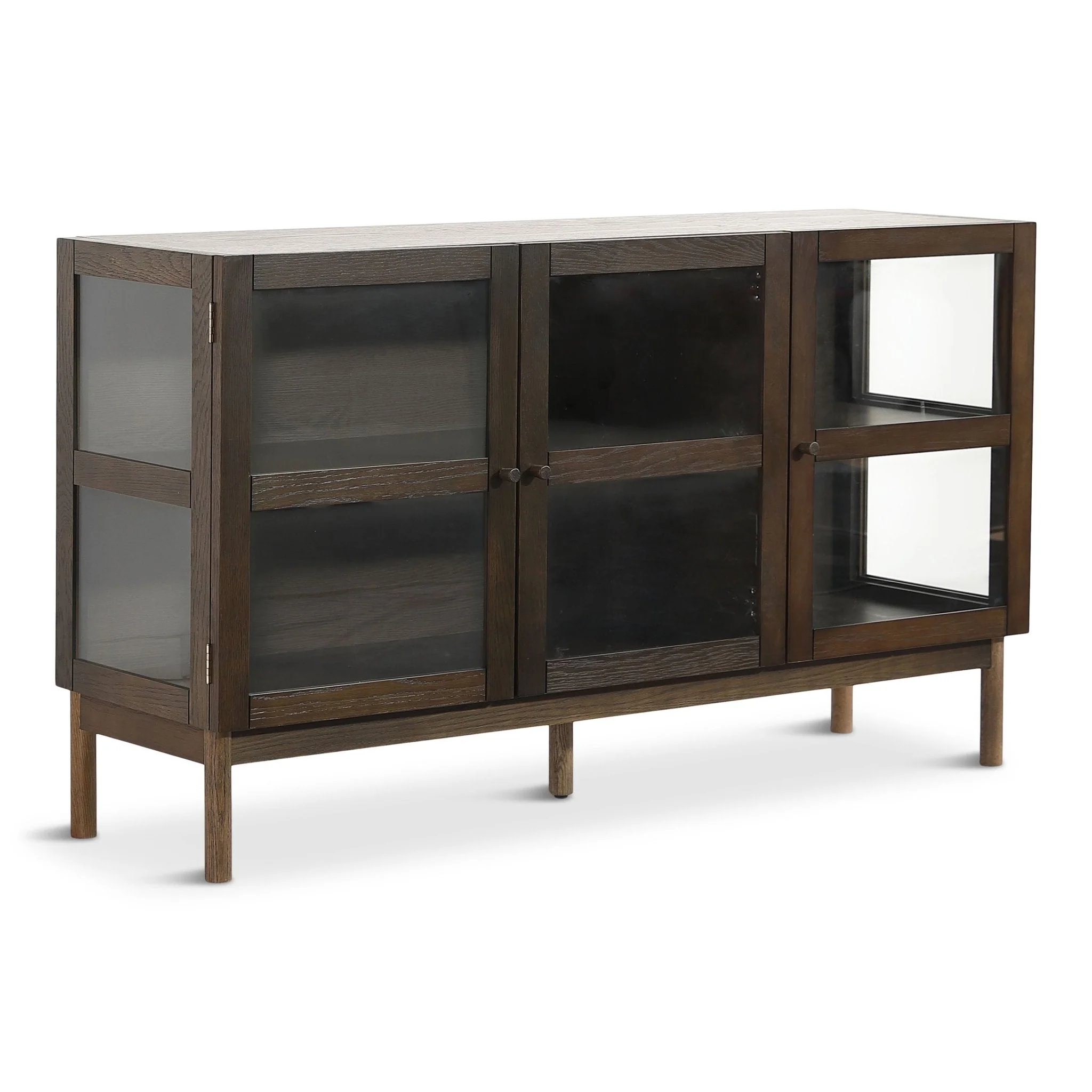 Havana  Buffet/armoire en verre en chêne fumé avec 3 portes - 80x40x140 cm - Image 3