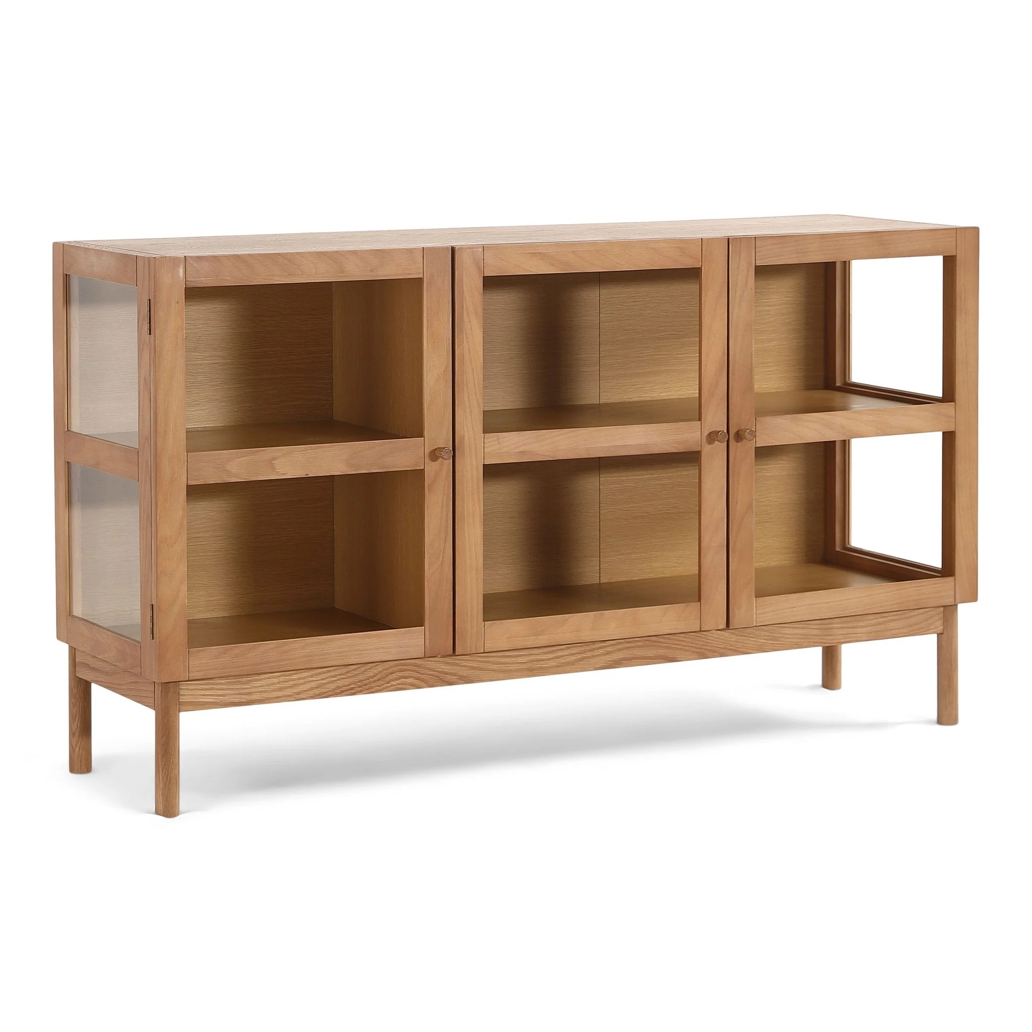 Havana Buffet/armoire en verre en chêne avec 3 portes - 80x40x140 cm - Image 3