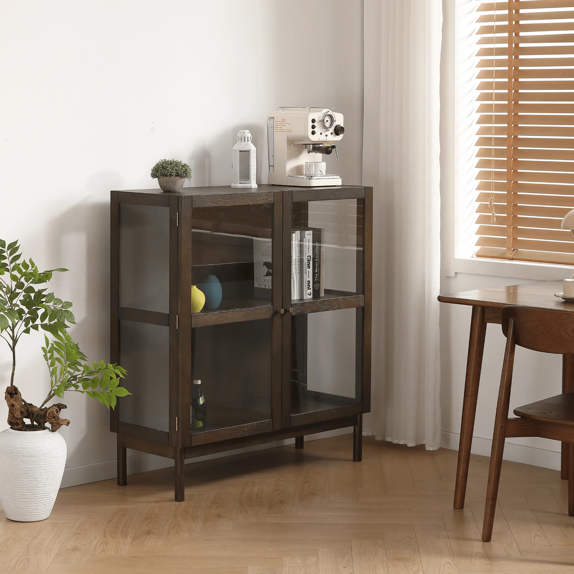 Vitrine Havana en chêne fumé avec 2 portes - 110x40x100 cm - Image 3