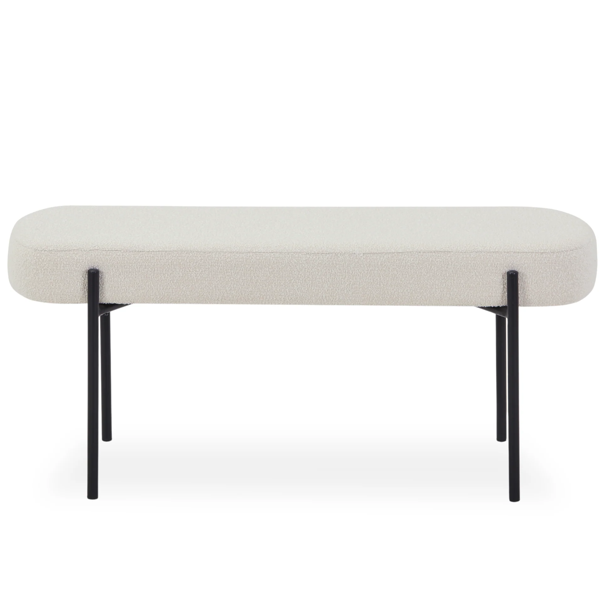Helena banc en bouclé blanc 100x36x43 cm