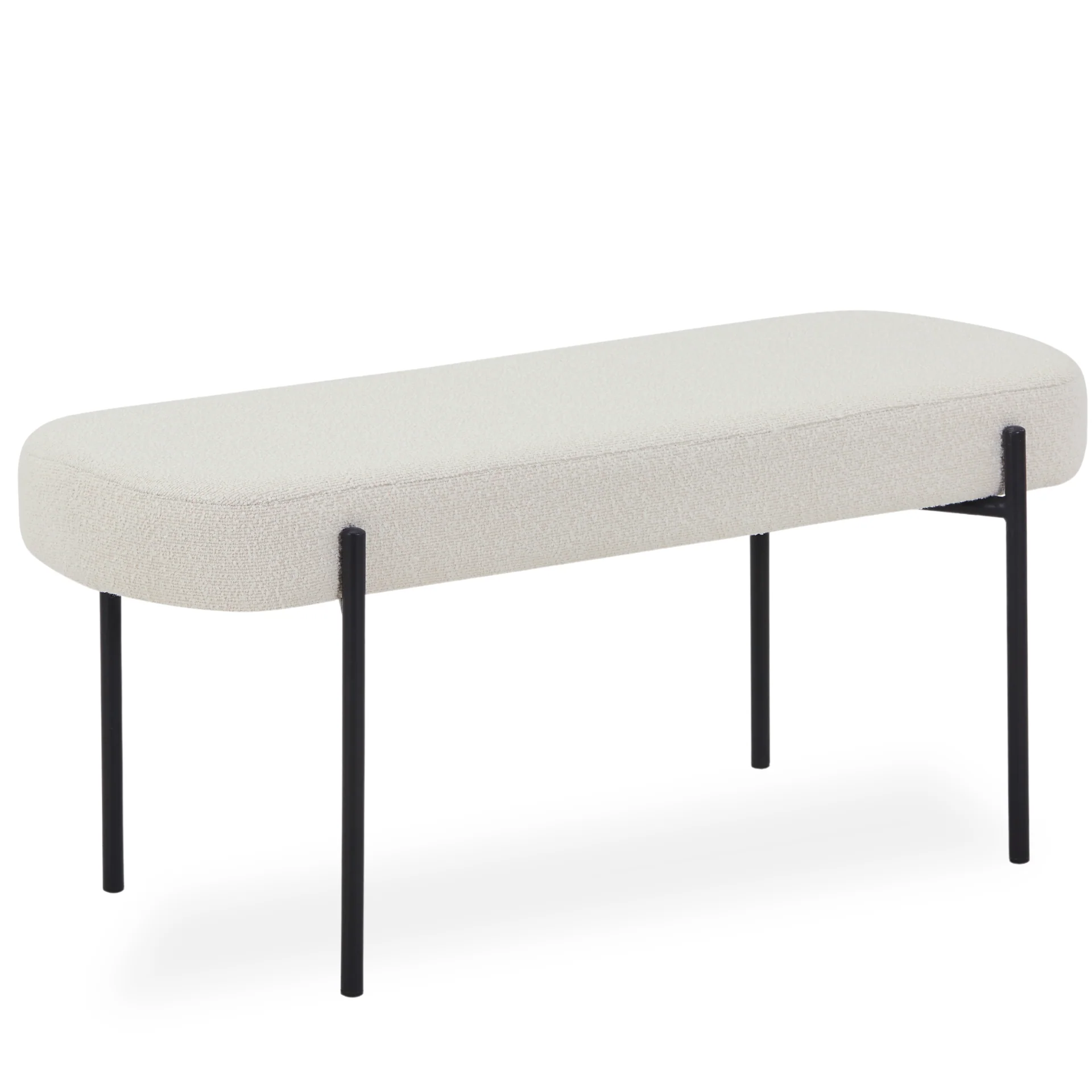 Helena banc en bouclé blanc 100x36x43 cm - Image 2