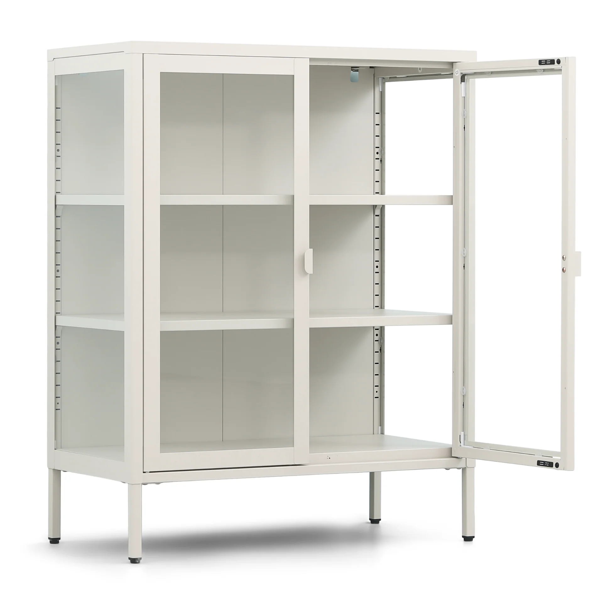 Herman - Meuble bar/vitrine en verre - Métal beige 80 x 40 x 105 cm - Image 3