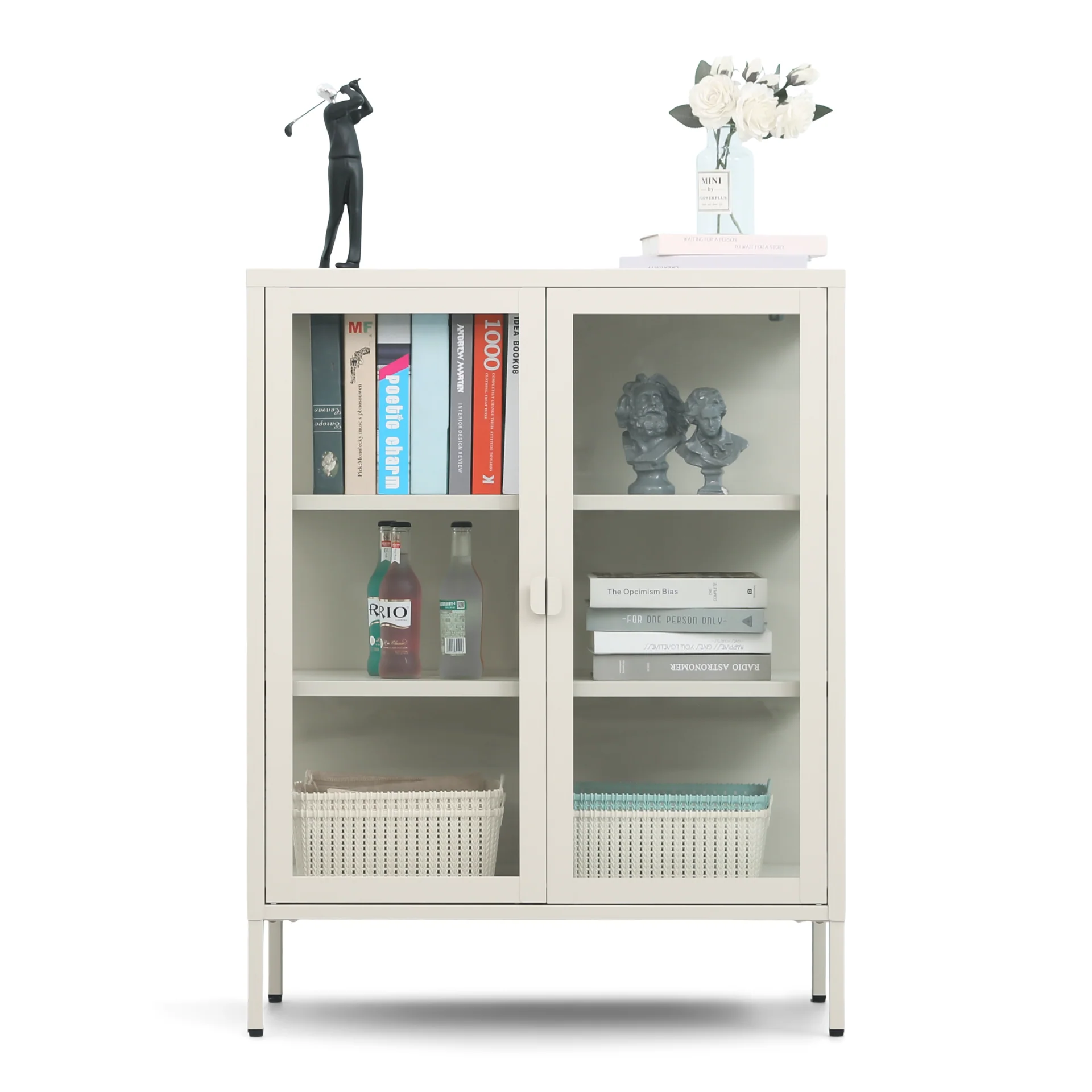 Herman - Meuble bar/vitrine en verre - Métal beige 80 x 40 x 105 cm - Image 5