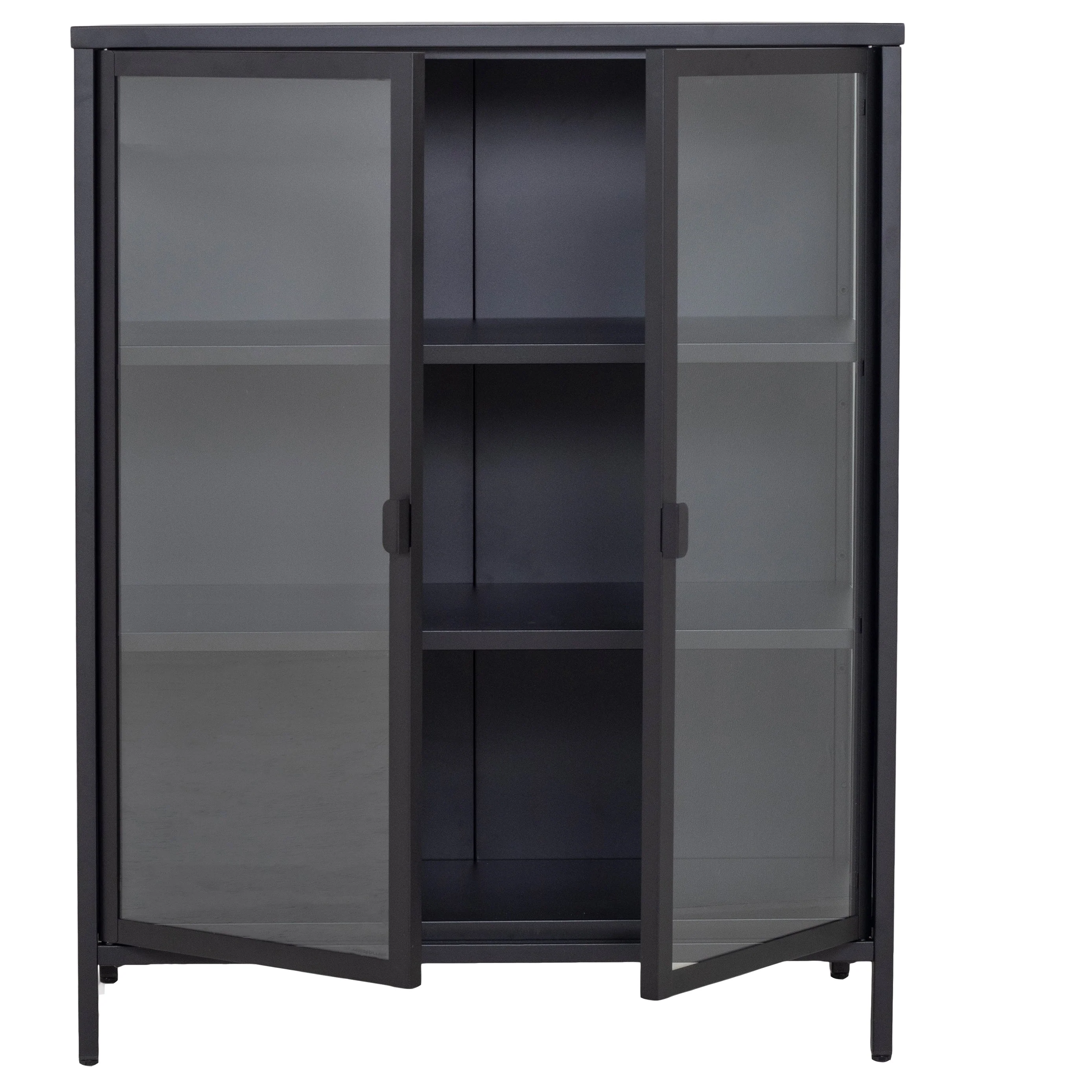 Herman - Meuble de rangement en verre - Métal noir 80 x 40 x 105 cm - Image 6