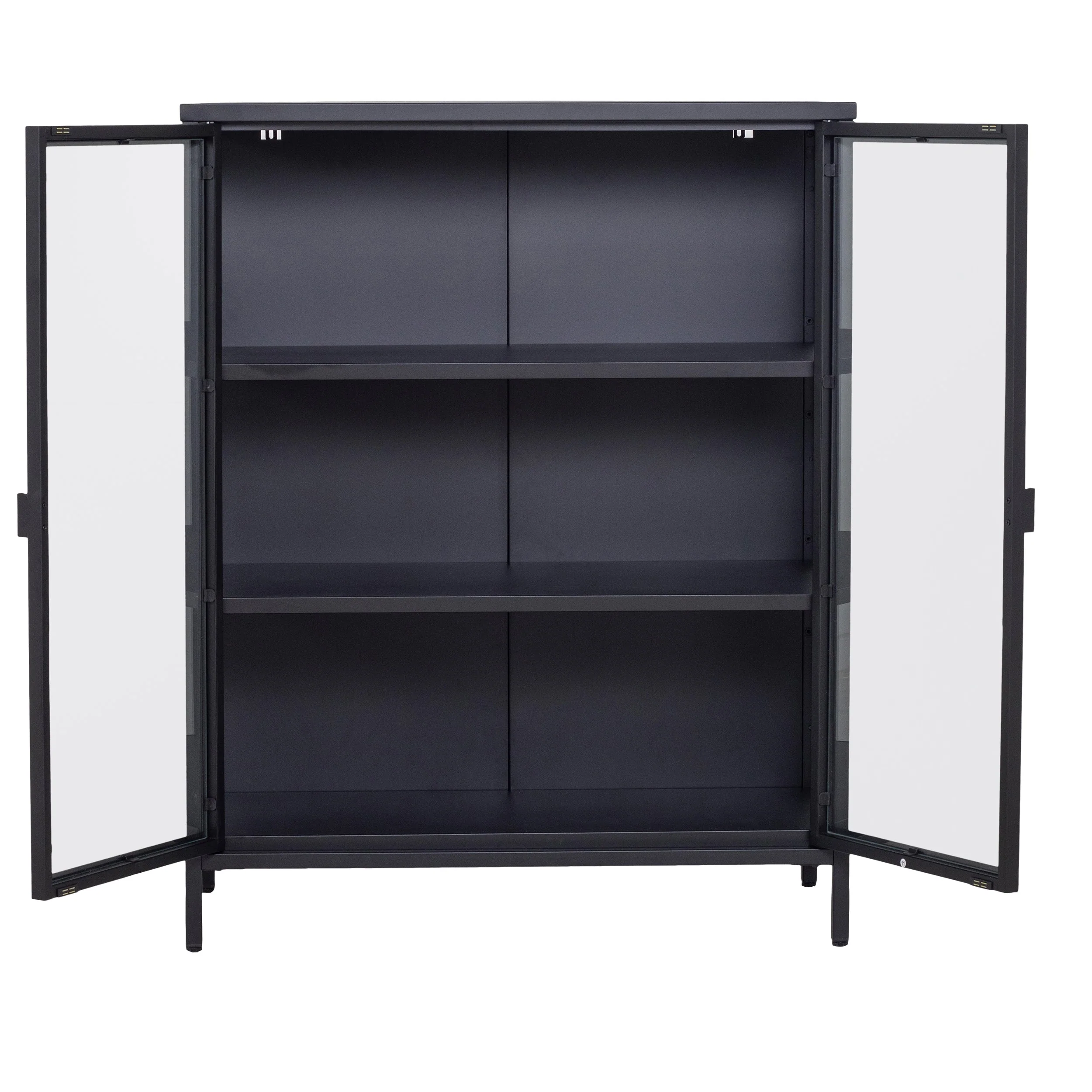 Herman - Meuble de rangement en verre - Métal noir 80 x 40 x 105 cm - Image 7