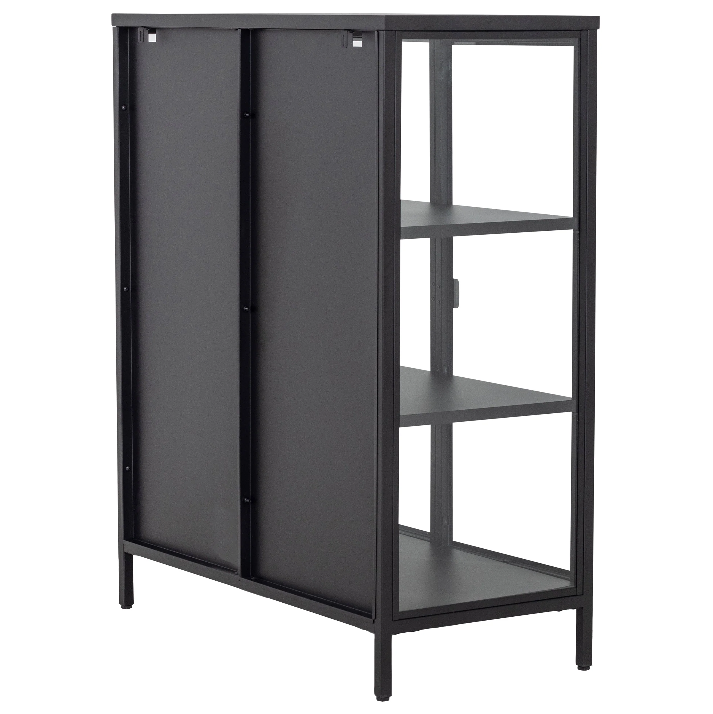 Herman - Meuble de rangement en verre - Métal noir 80 x 40 x 105 cm - Image 8