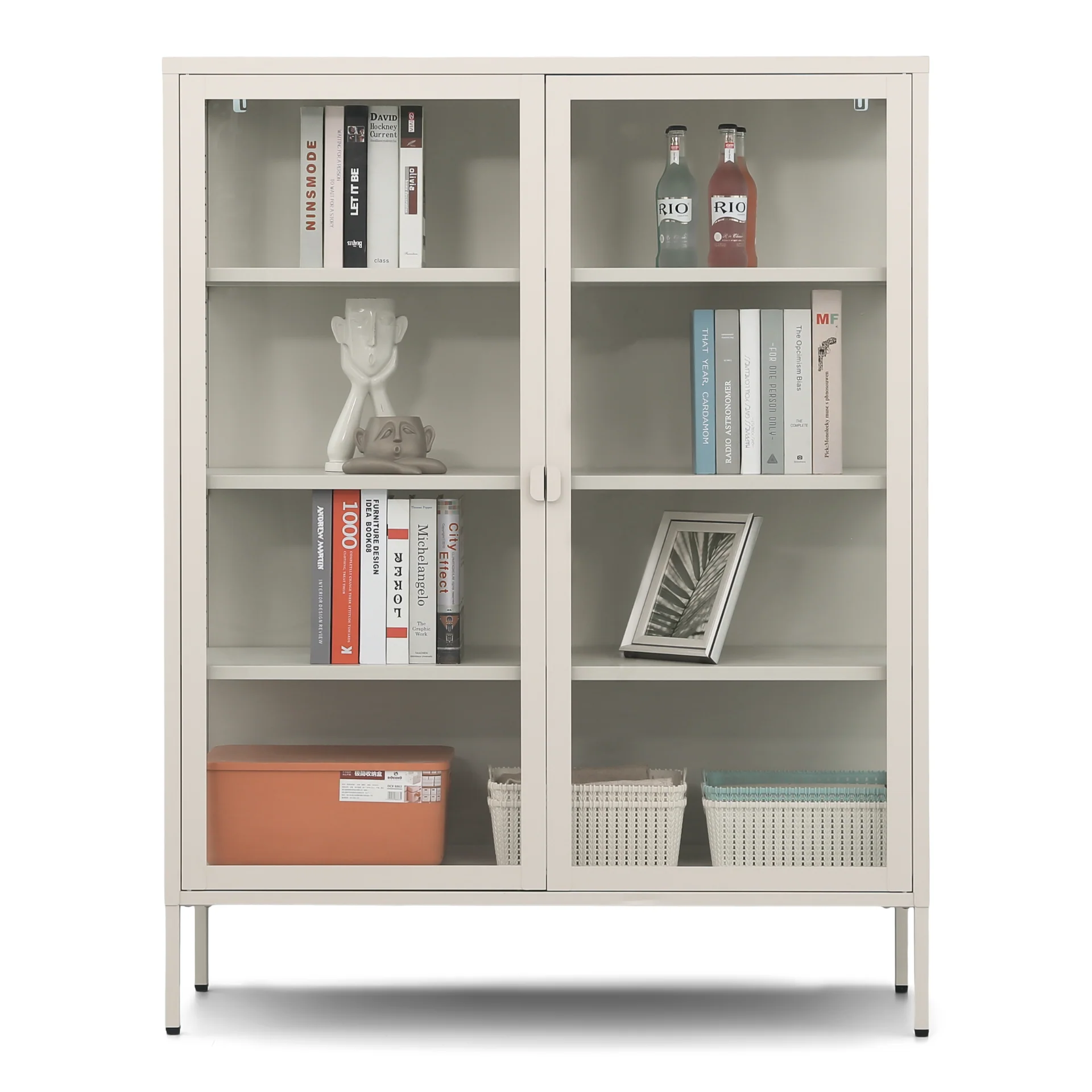 Herman - Vitrine en métal beige/verre 110 x 40 x 140 cm - Image 5
