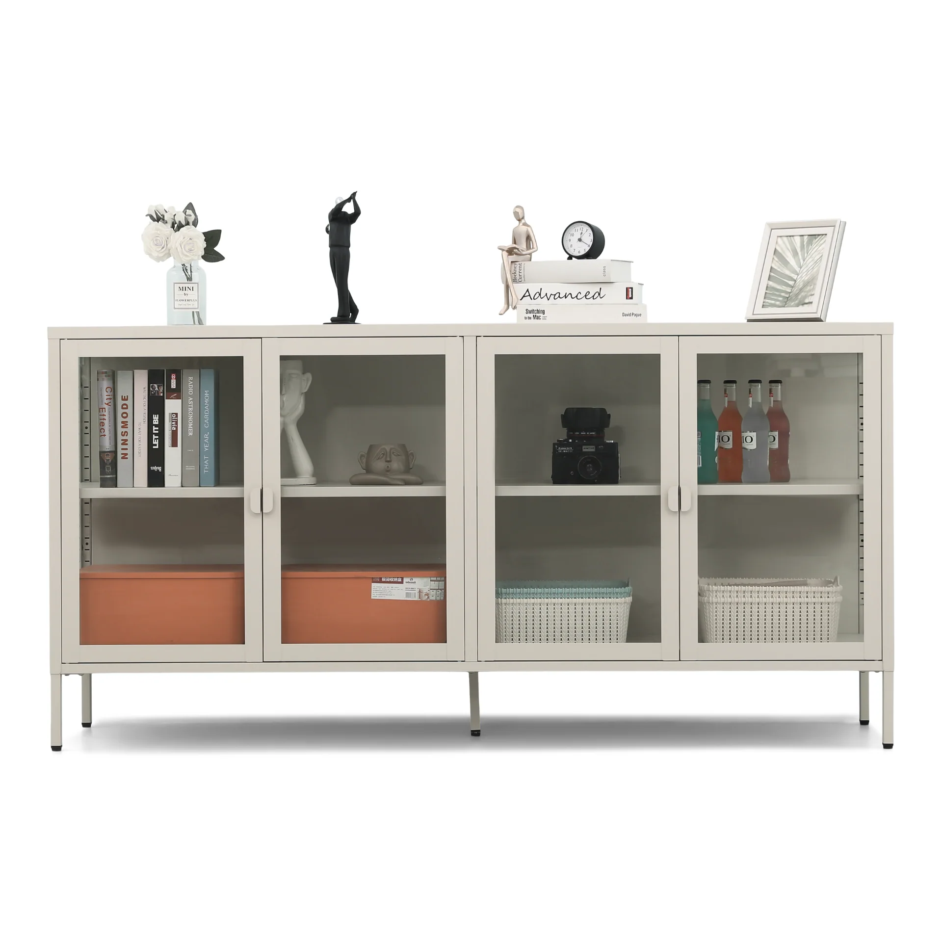Herman - Vitrine en métal beige/verre 170 x 40 x 85 cm - Image 5