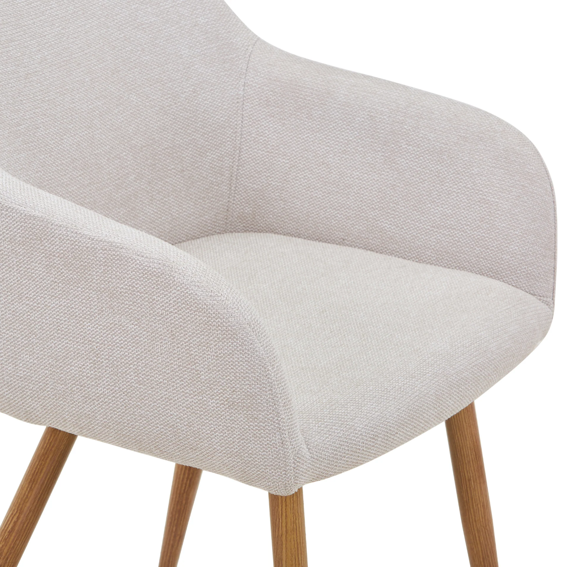 Jenna - Chaise de salle à manger en tissu beige avec aspect chêne - Image 10