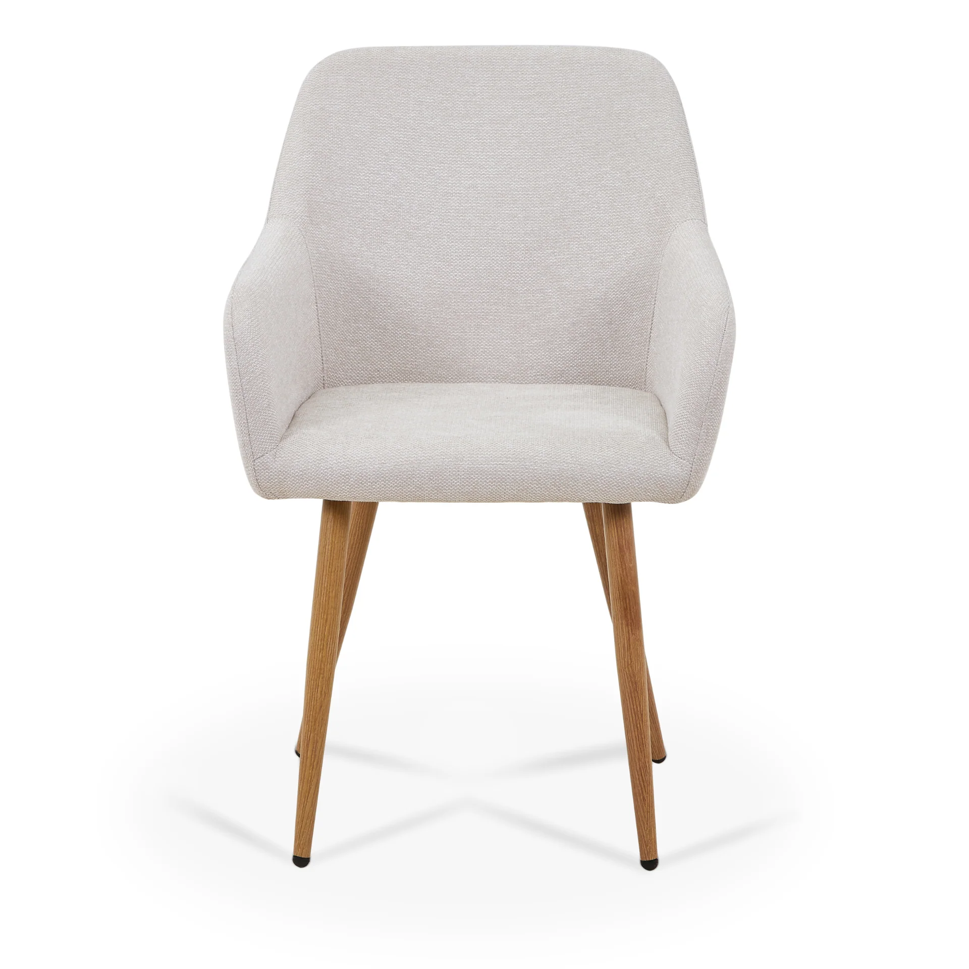 Jenna - Chaise de salle à manger en tissu beige avec aspect chêne - Image 6