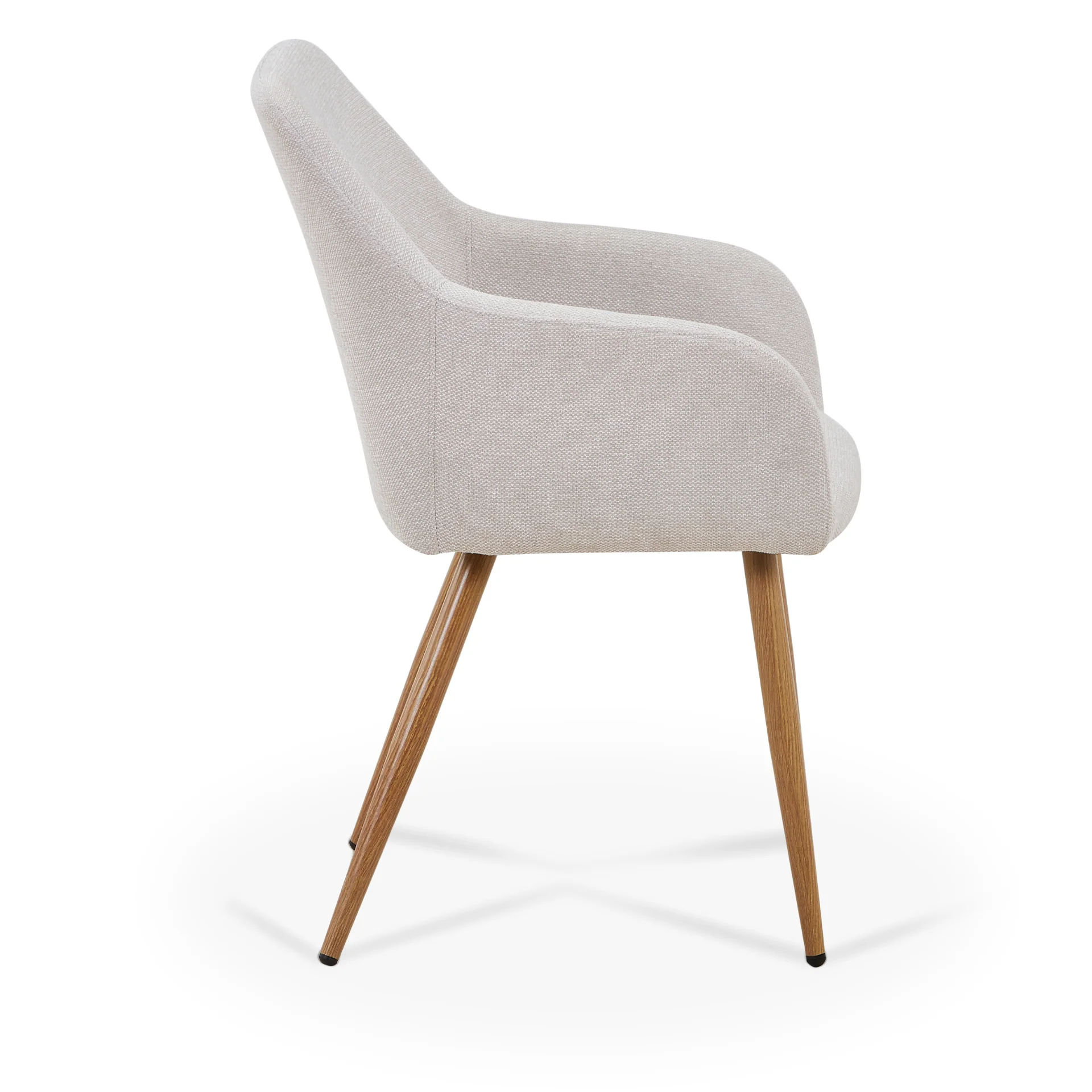 Jenna - Chaise de salle à manger en tissu beige avec aspect chêne - Image 9