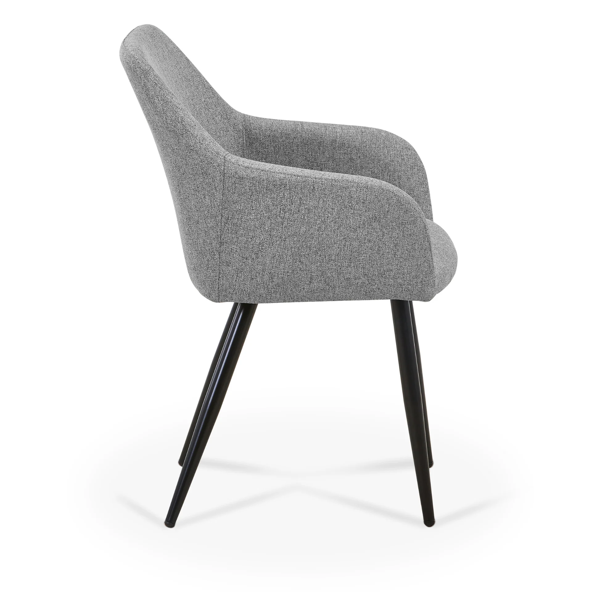 Jenna - Chaise de salle à manger en tissu gris avec pieds noirs - Image 3