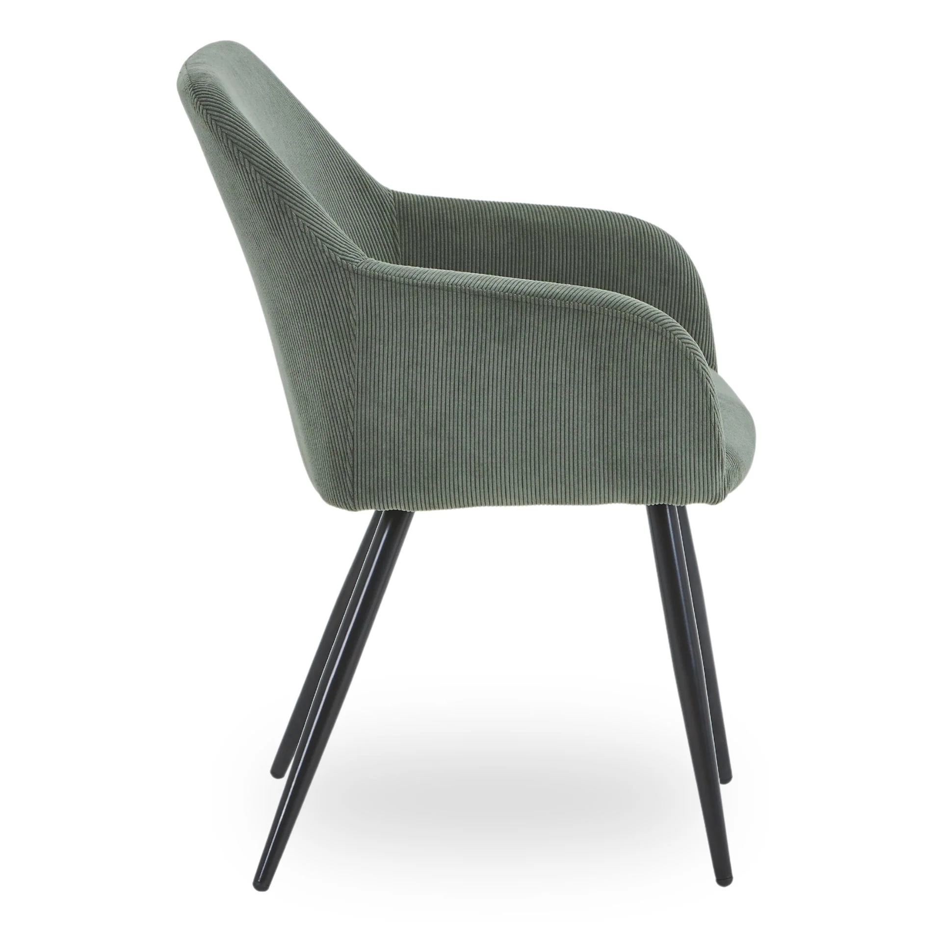 Jenna chaise de salle à manger - velours vert avec pieds noirs - Image 3