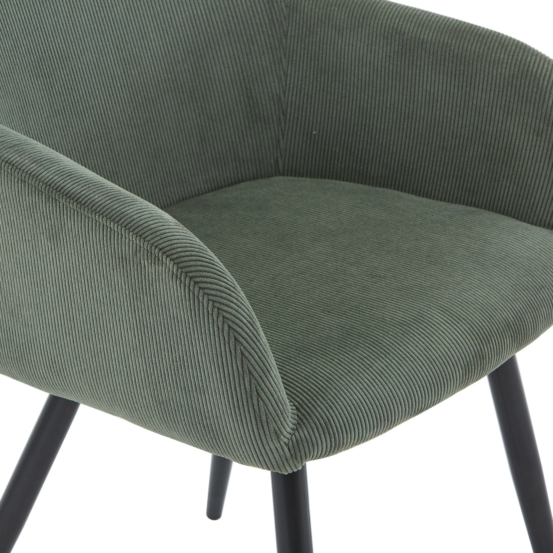 Jenna chaise de salle à manger - velours vert avec pieds noirs - Image 6