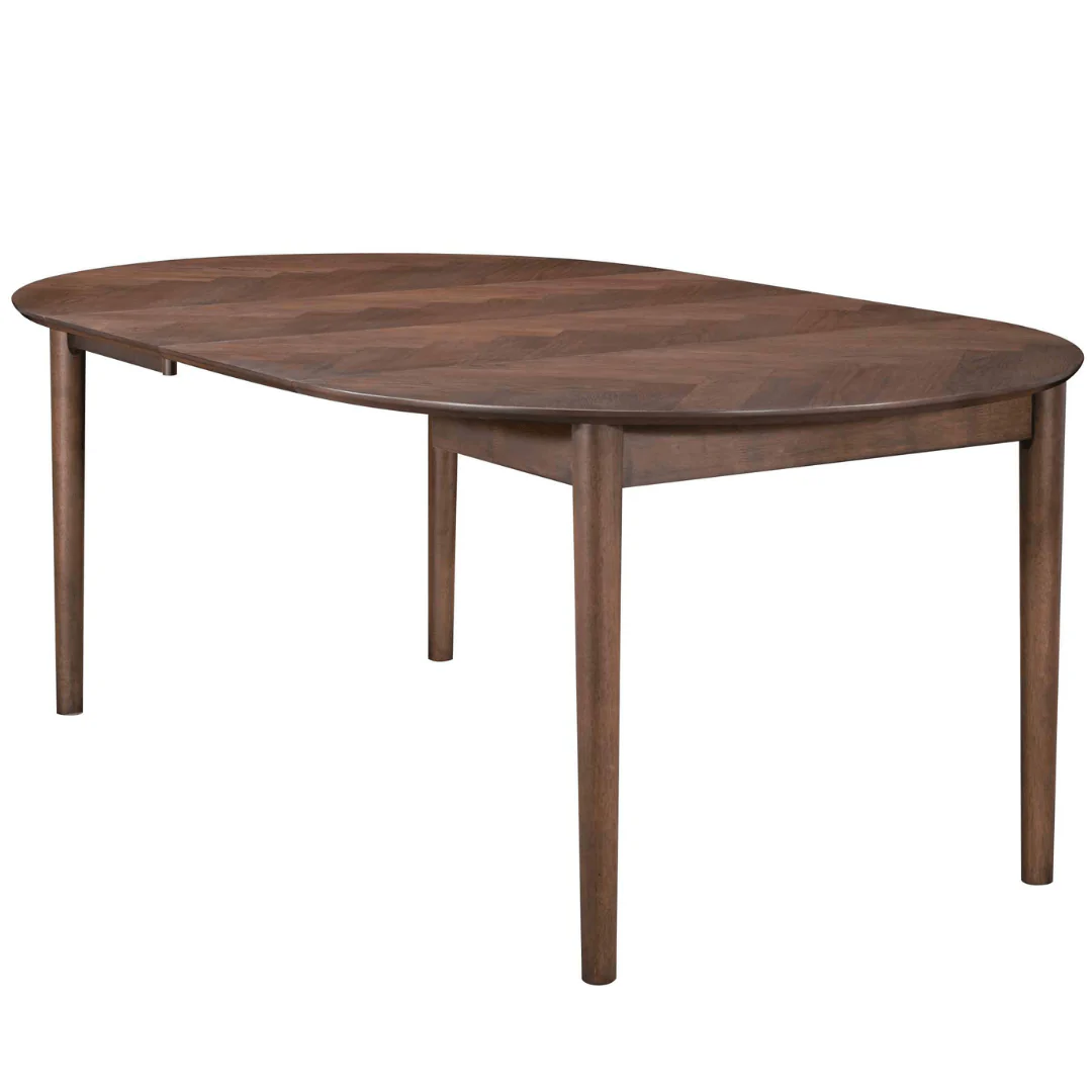 Joshua - Table à manger ronde en placage chêne fumé avec rallonge 120/160/200 cm - Inclus 2 rallonges - Image 3